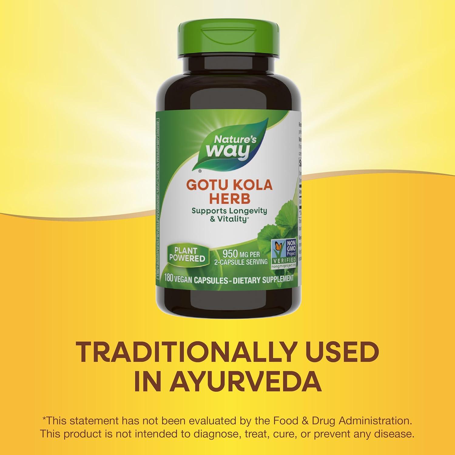 Suplemento Herbal Gotu Kola Nature's Way 180 Cápsulas 950 mg