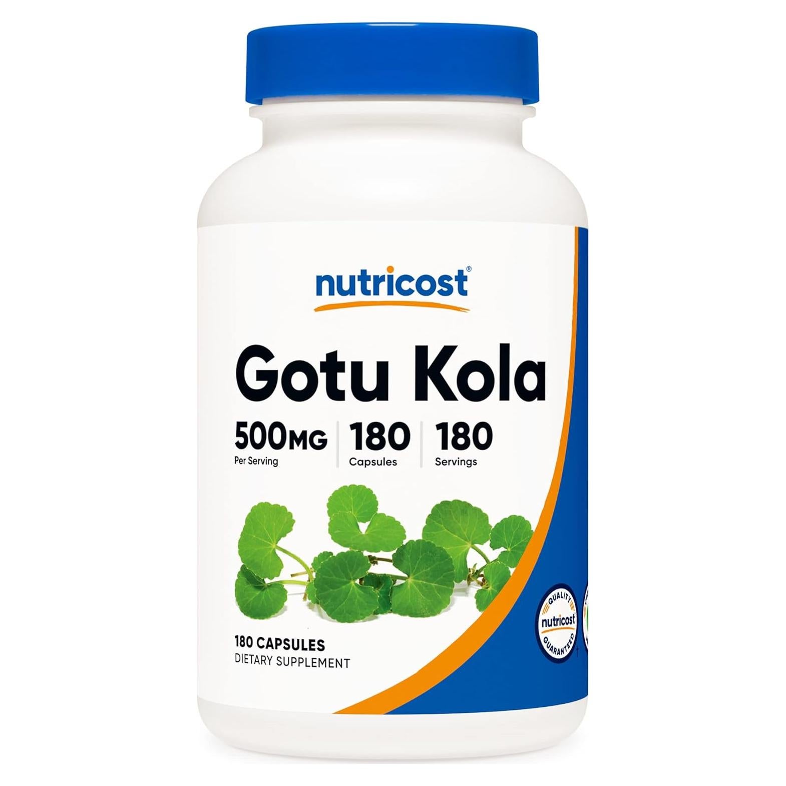 Nutricost Gotu Kola 500mg 180 Cápsulas Vegetarianas Sin Gluten