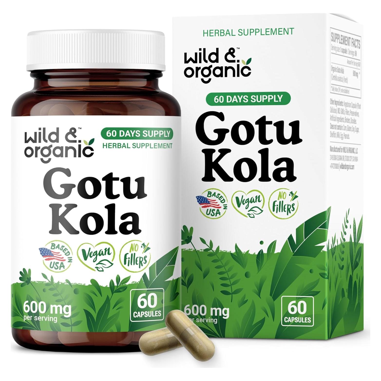 Cápsulas de Gotu Kola Silvestre y Orgánico 60 Caps - Apoyo Cerebral