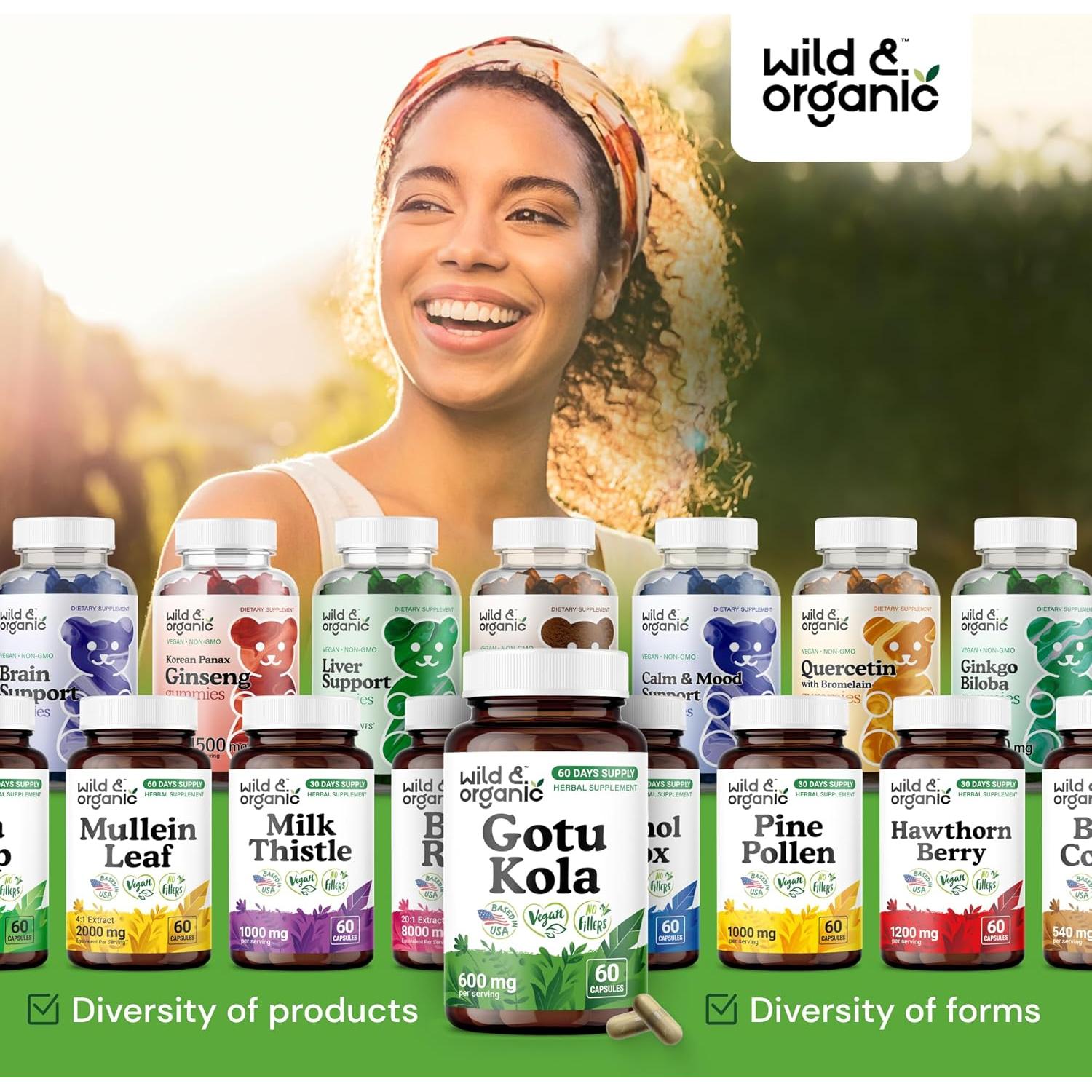 Cápsulas de Gotu Kola Silvestre y Orgánico 60 Caps - Apoyo Cerebral