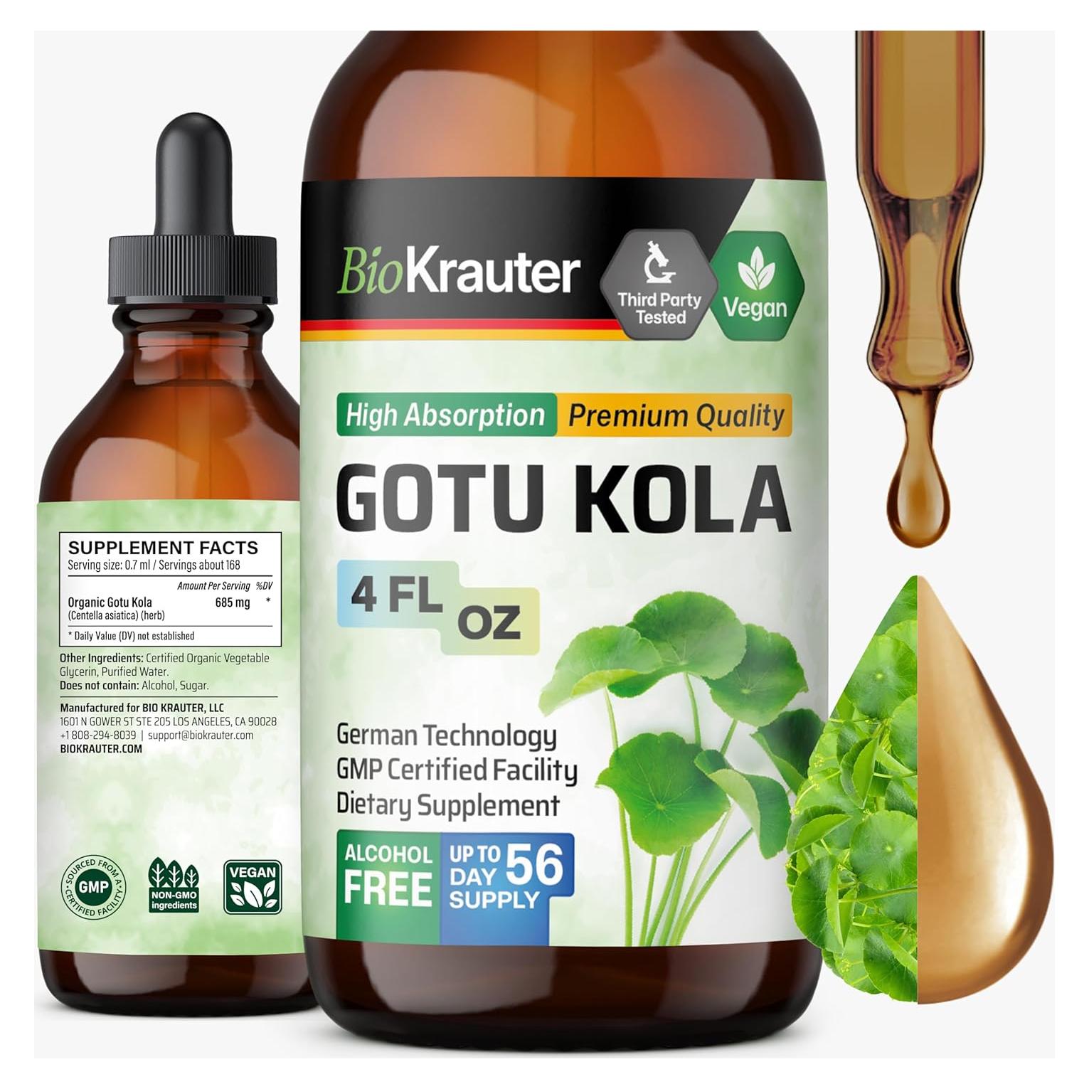Tinctura de Gotu Kola Bio Krauter 118 ml - Vegana y Sin Alcohol
