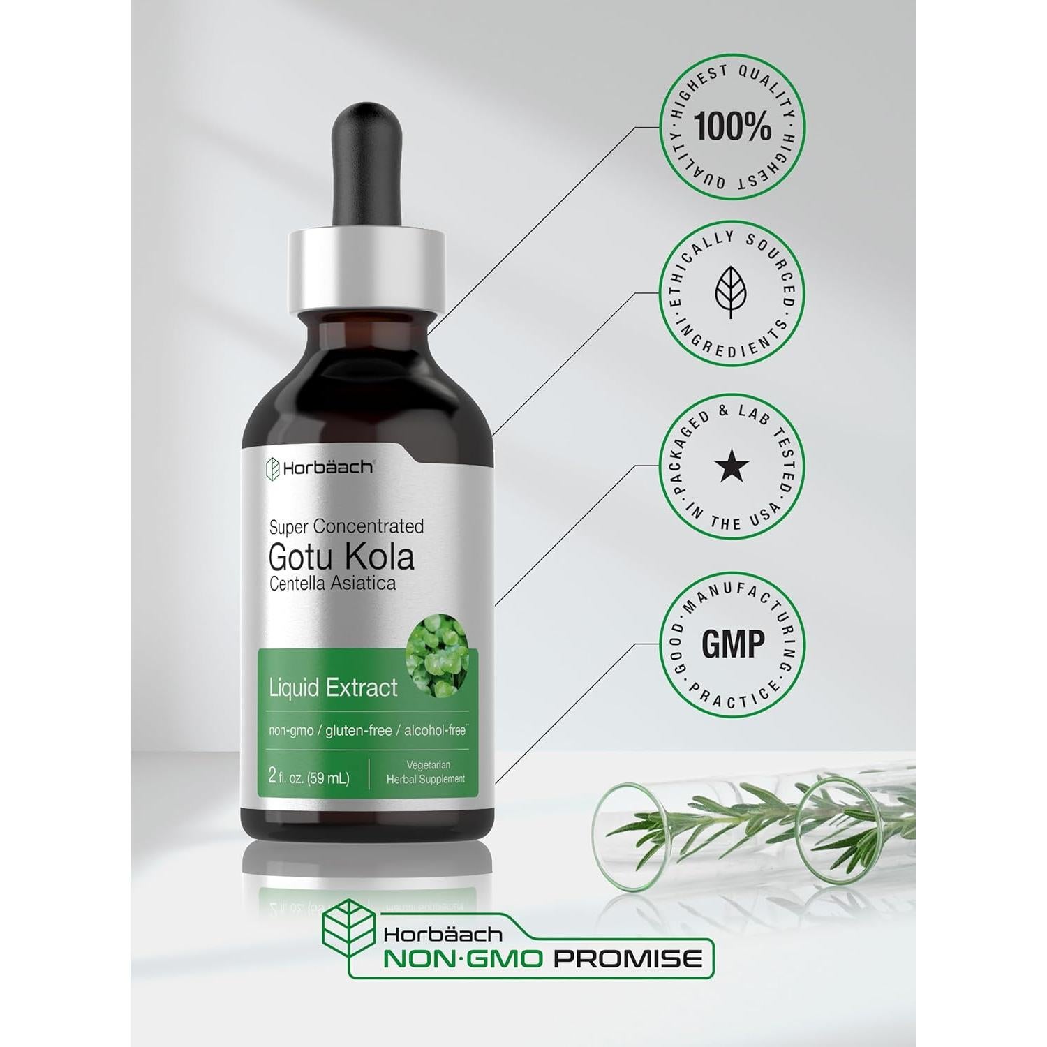 Extracto Líquido de Gotu Kola Horbaach 59 ml Sin Alcohol