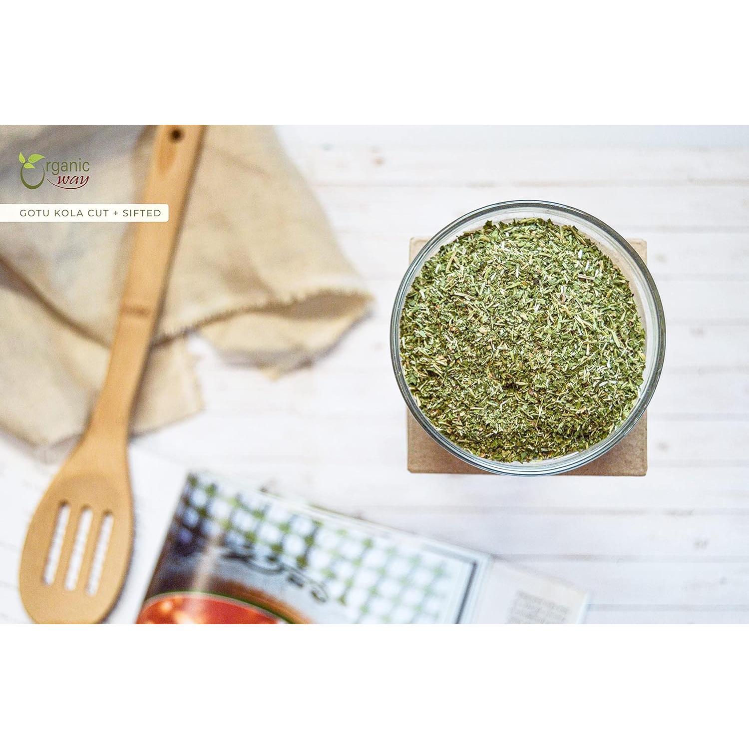 Kola de Gotu Seco Cortada 113.4g - Forma Orgánica - Vegana y Orgánica