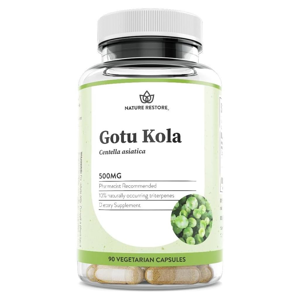 Suplemento Gotu Kola Nature Restore 500mg 90 Cápsulas Vegano