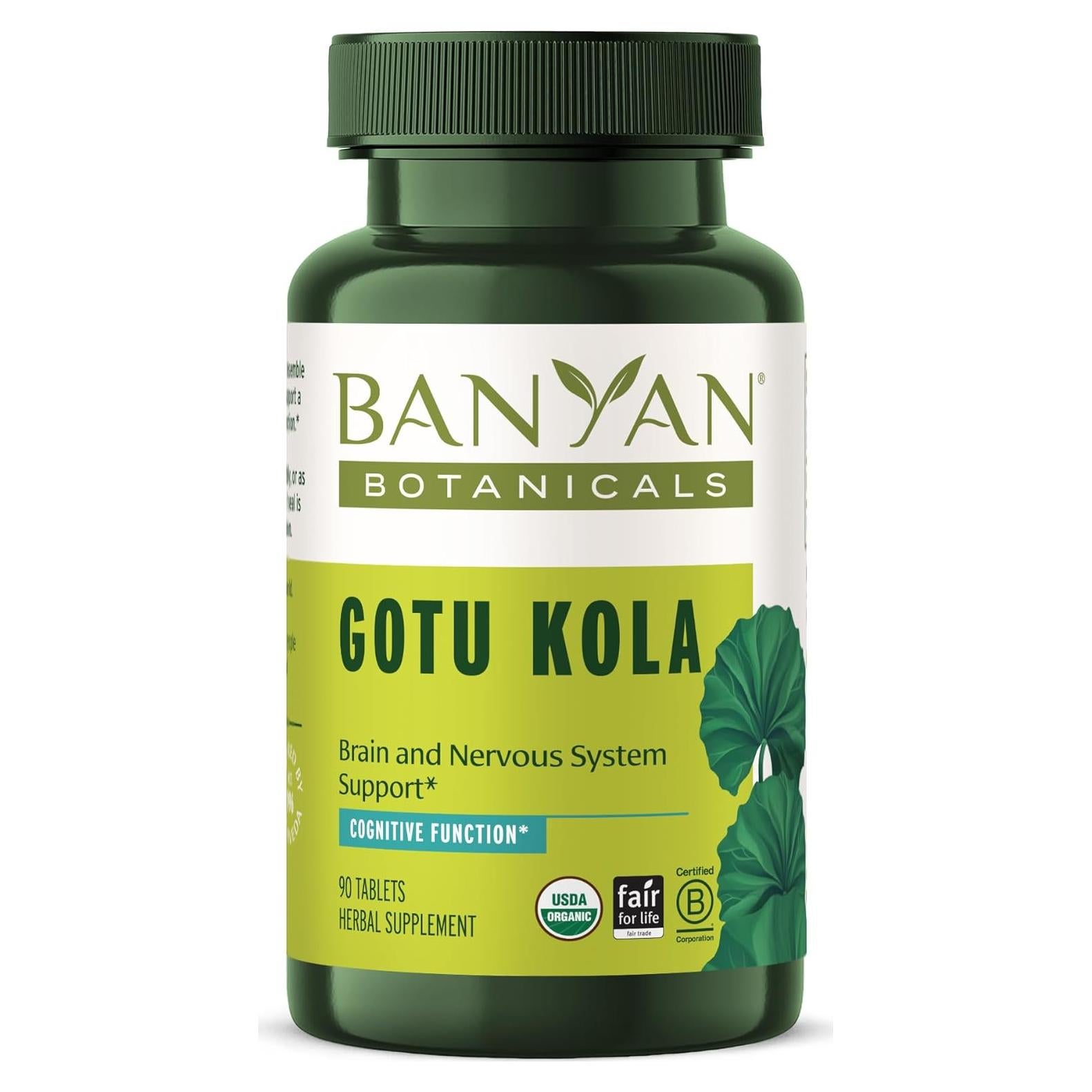 Suplemento Nootrópico Gotu Kola Banyan Botanicals 90 Tabletas