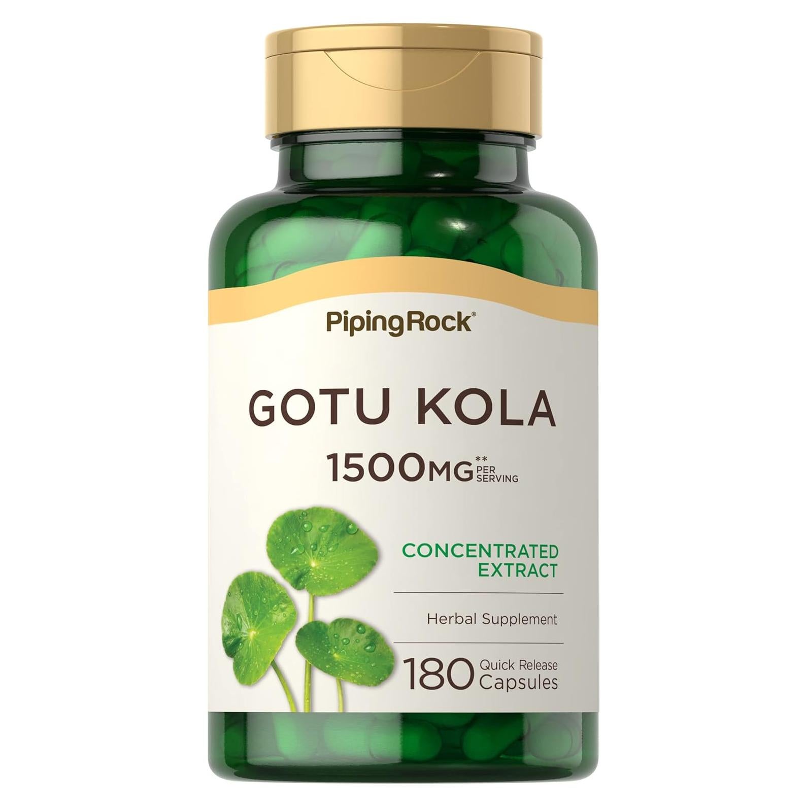 Cápsulas de Gotu Kola Piping Rock 1500mg 180 Unidades Suplemento