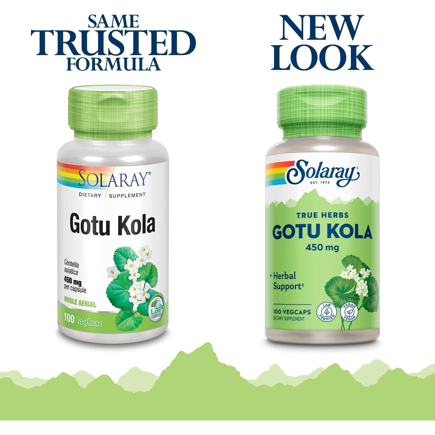 Suplemento Gotu Kola Solaray 450 mg | 100 VegCaps Vegano