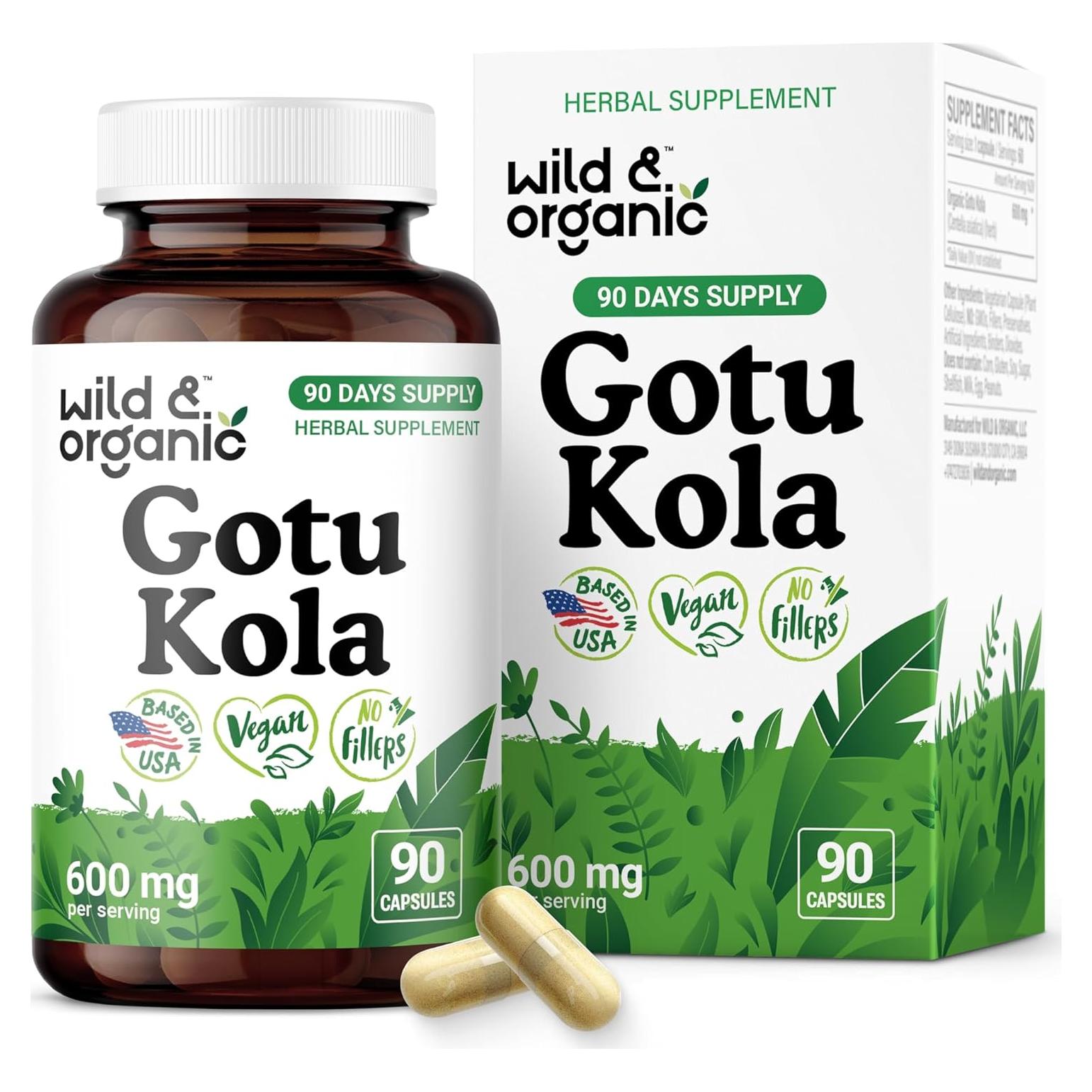 Cápsulas de Gotu Kola Silvestre y Orgánico 90 Caps - Suplemento Cerebral