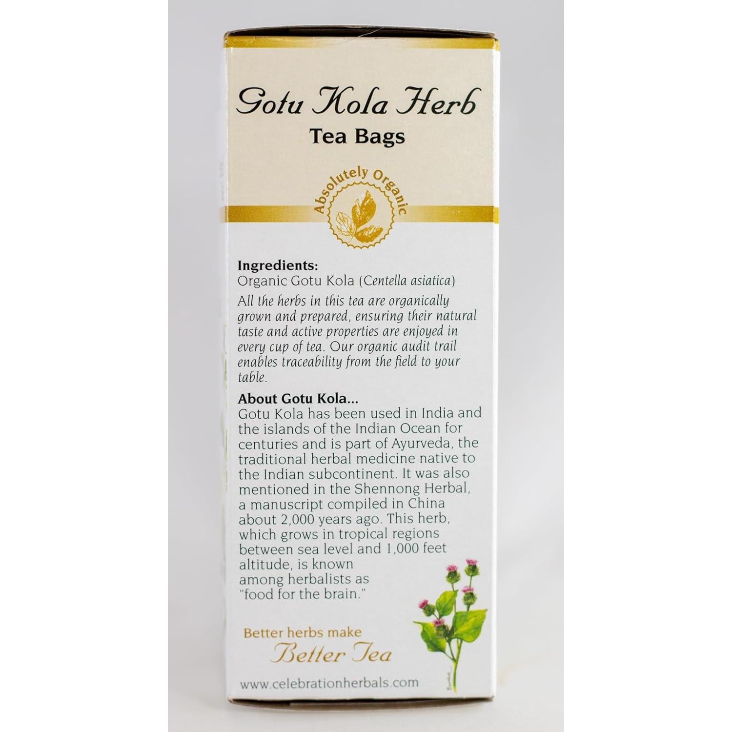 Té de Gotu Kola Orgánico Celebration Herbals 24 Bolsitas