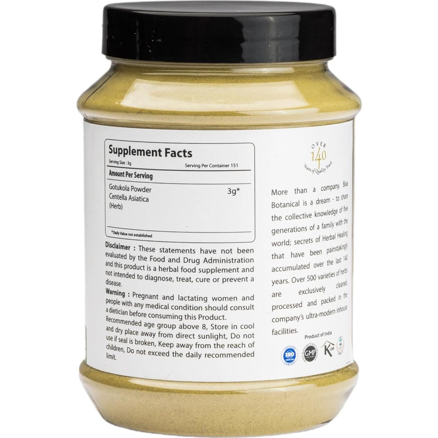 Suplemento Herbal Bixa Botanical Gotu Kola 453.6g Polvo Natural