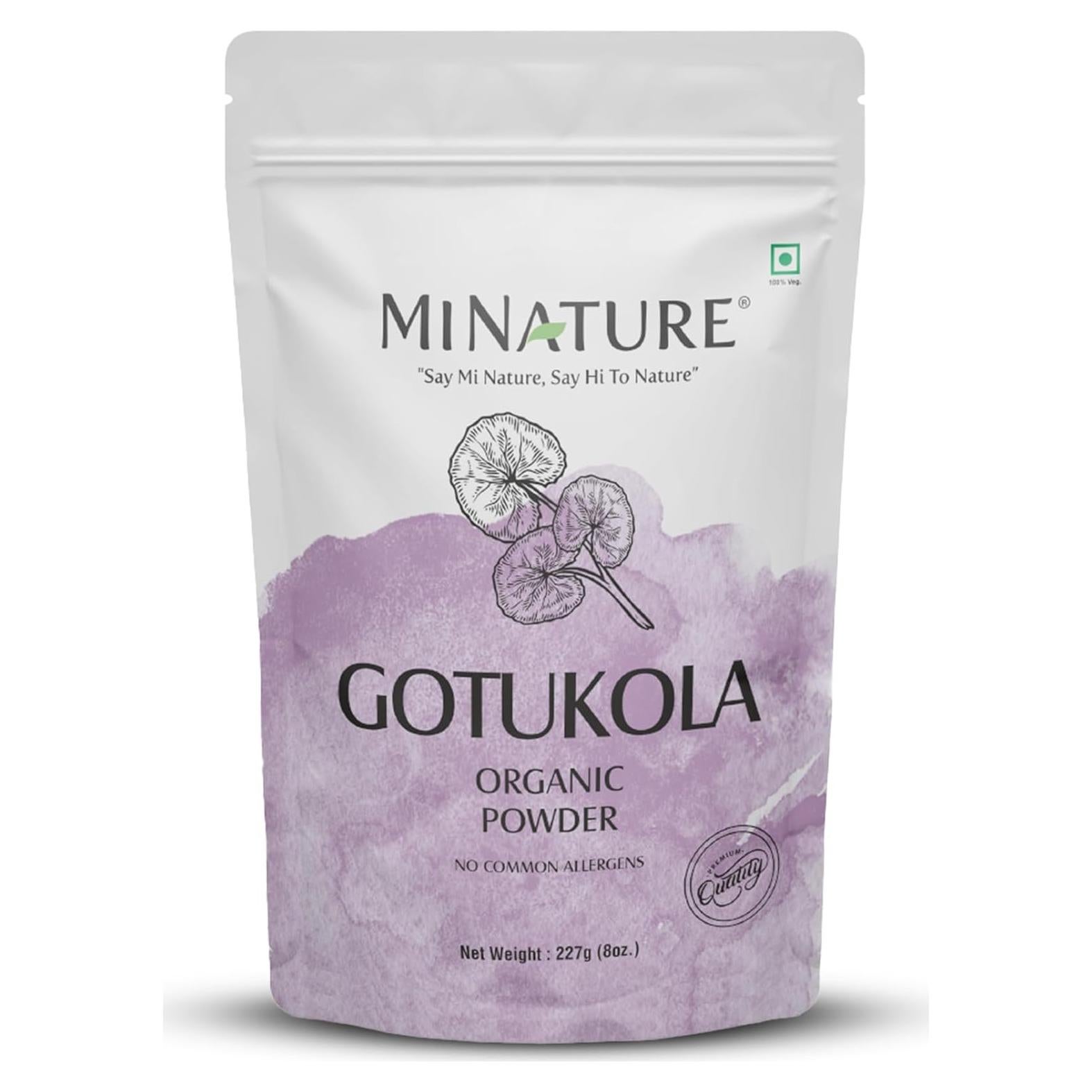Polvo de Gotu Kola Orgánico Mi Nature 227g - Hierba Ayurvédica