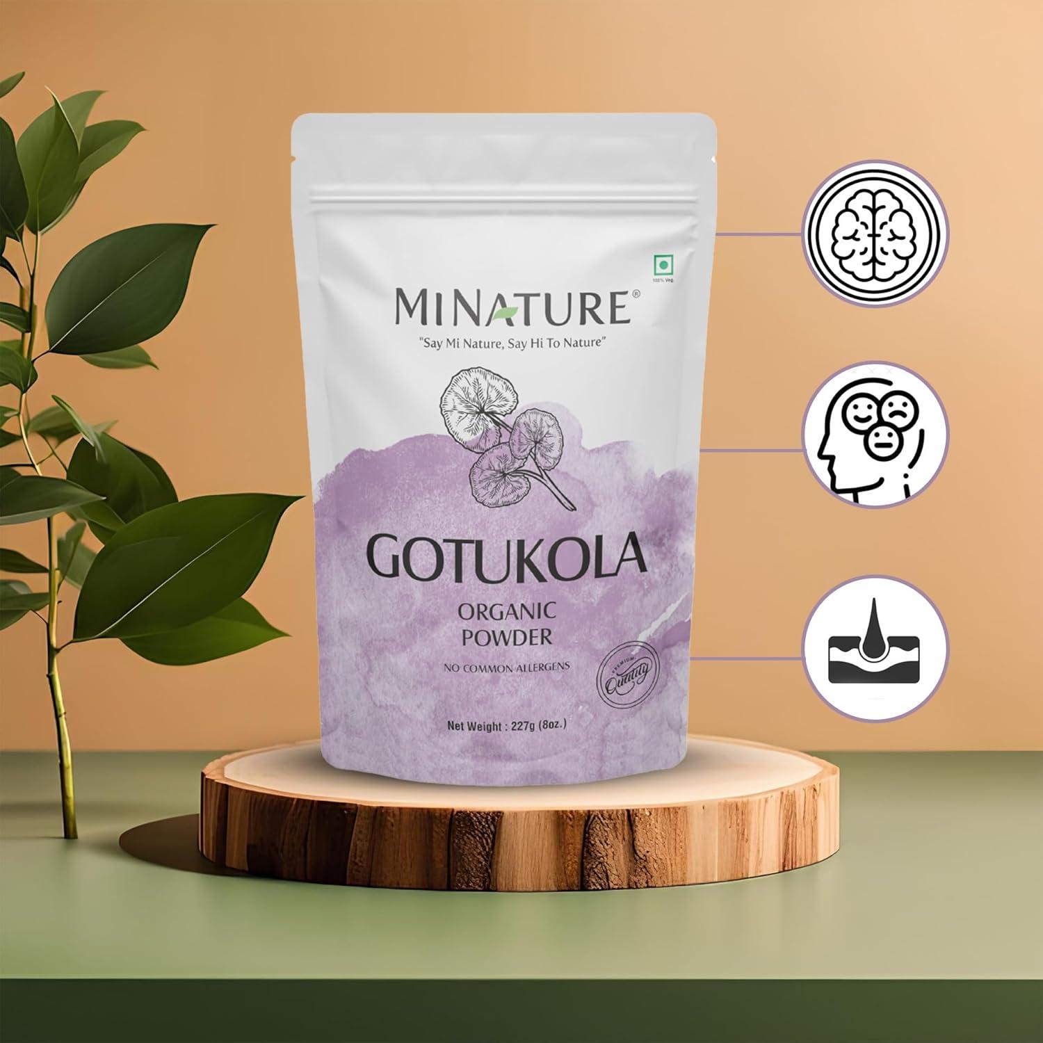 Polvo de Gotu Kola Orgánico Mi Nature 227g - Hierba Ayurvédica