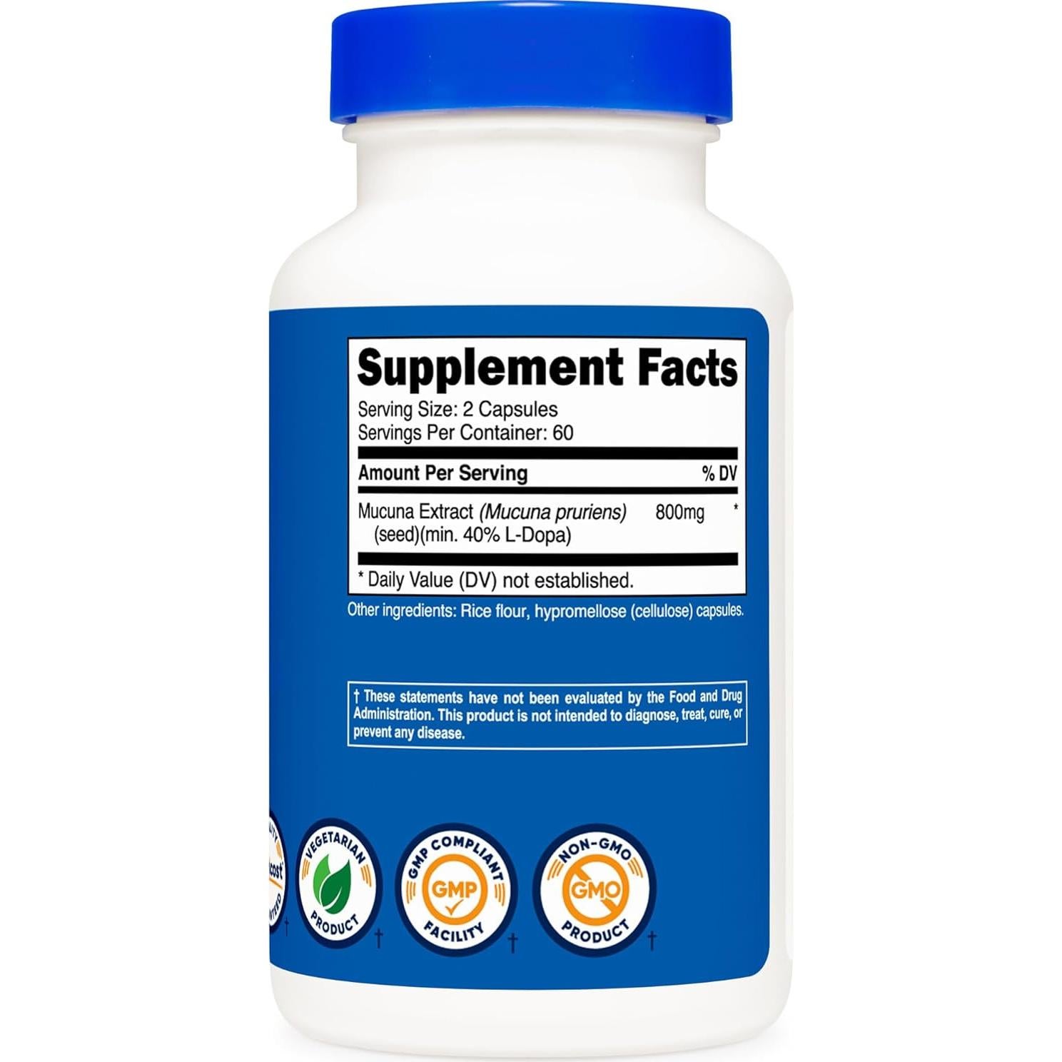 Nutricost Mucuna Pruriens 400mg - 120 Cápsulas Vegetales