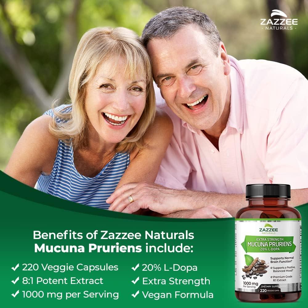 Zazzee Extracto de Mucuna Pruriens 1000 mg 220 Cápsulas Veganas