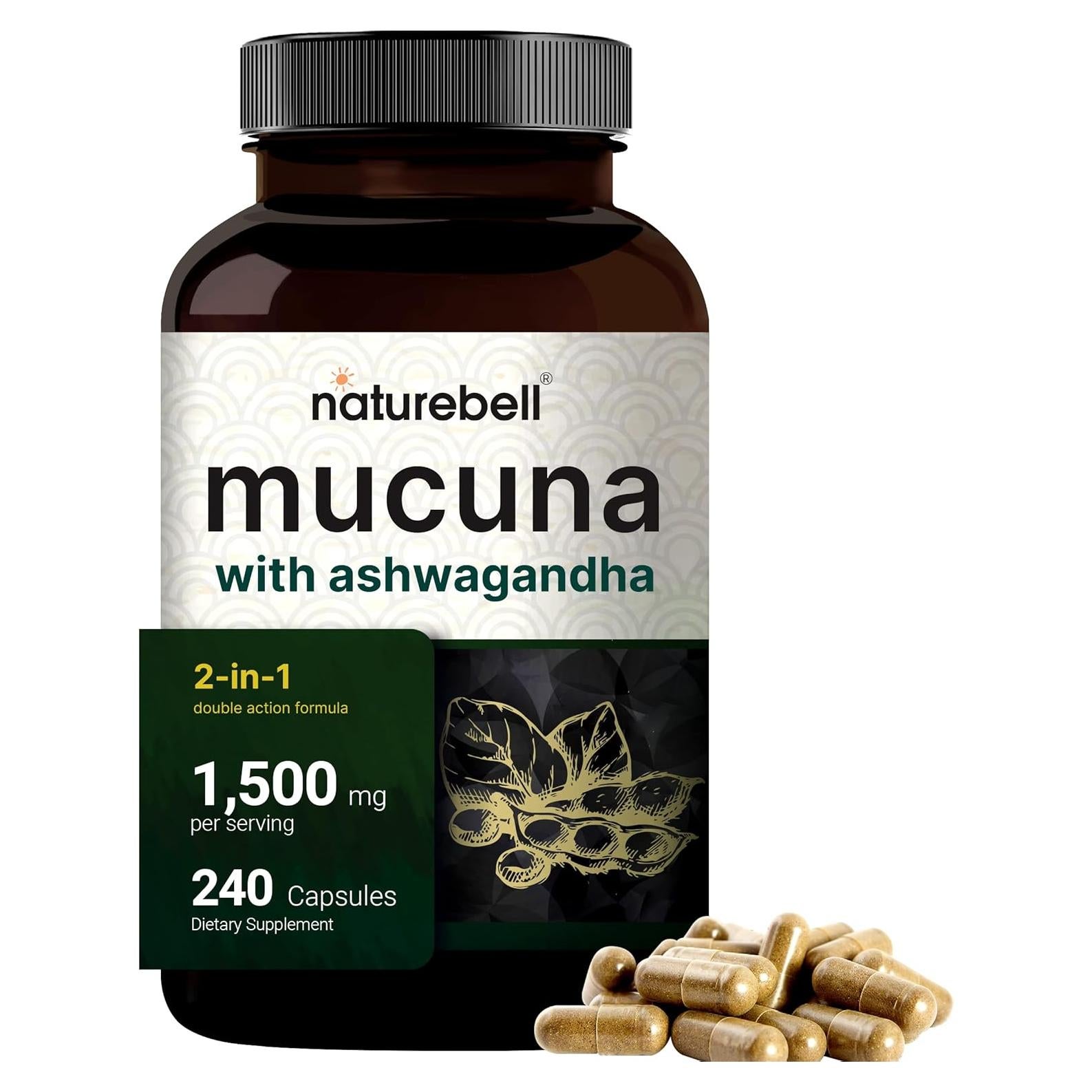 Cápsulas de Mucuna Pruriens 1500mg NatureBell 240 Unidades