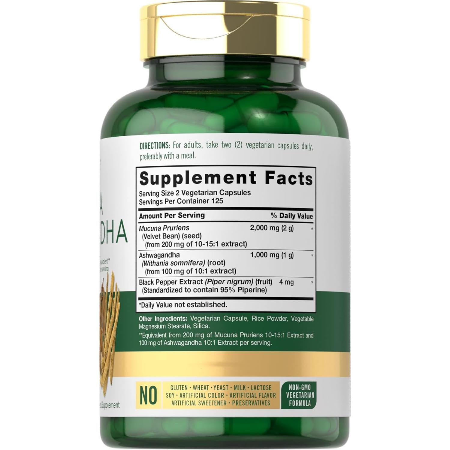 Cápsulas de Mucuna Pruriens y Ashwagandha Carlyle 3000mg