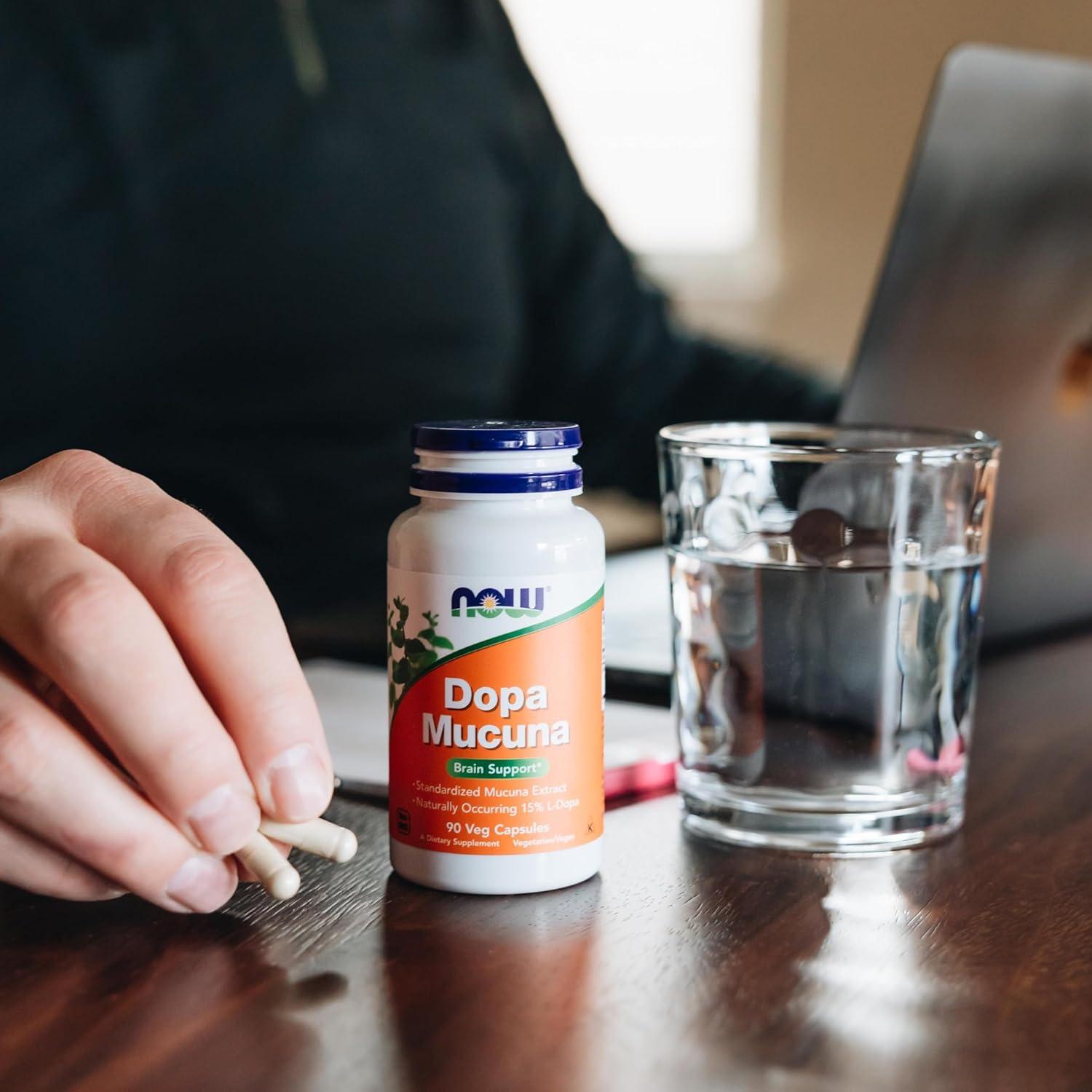 Suplemento DOPA Mucuna NOW, 90 Cápsulas Veganas, 15% L-Dopa