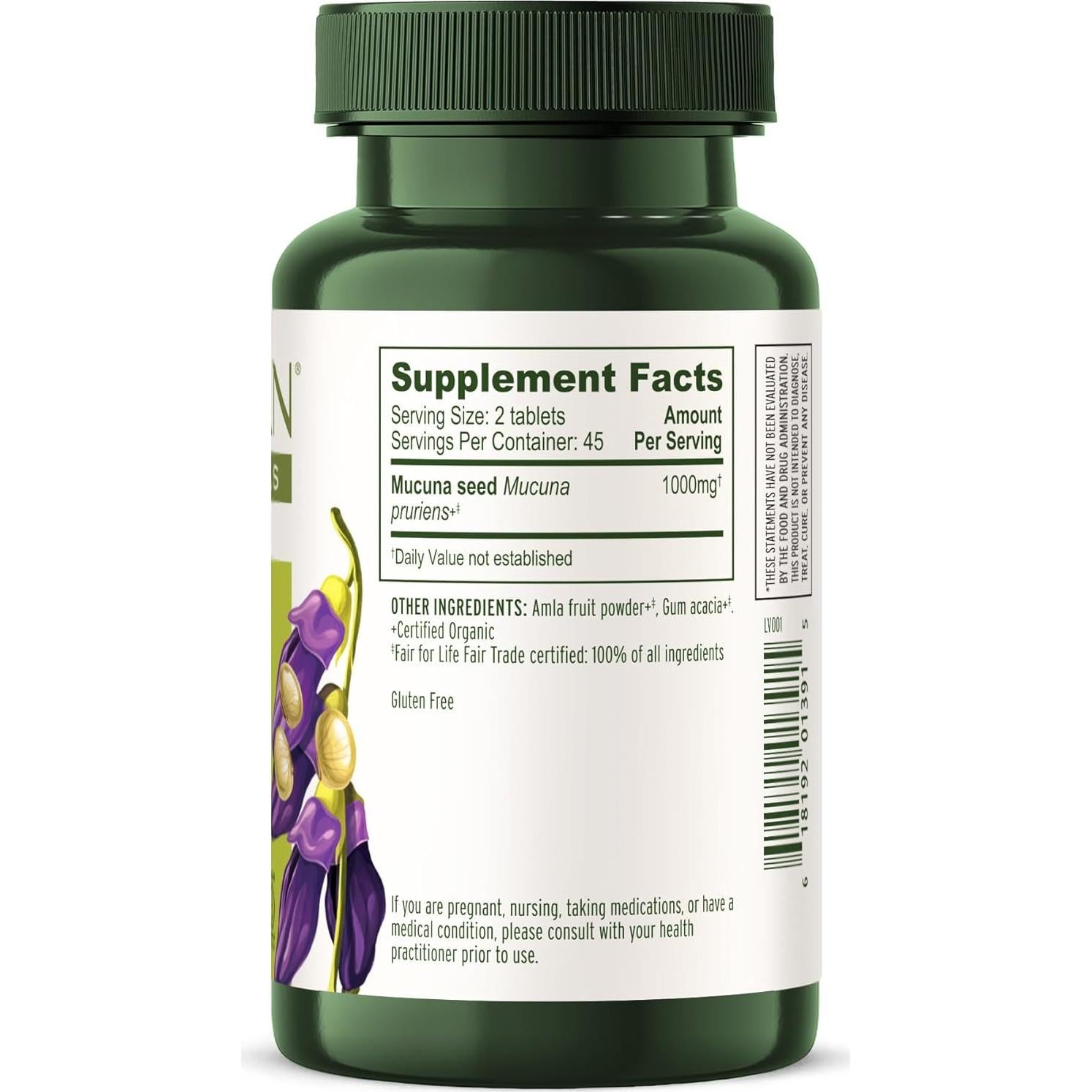 Tabletas de Mucuna Pruriens Banyan Botanicals - 90 Unidades - Energizante y Apoyo Nervioso