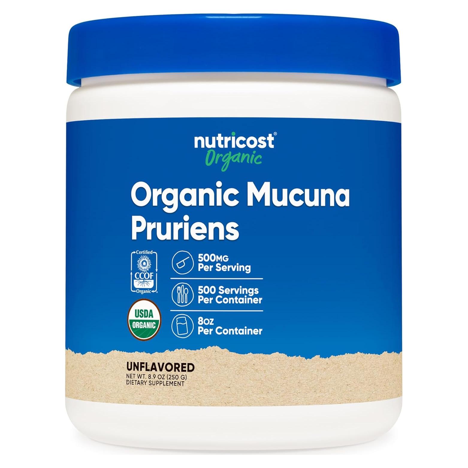 Polvo de Mucuna Pruriens Orgánico Nutricost 250g - 500 Porciones