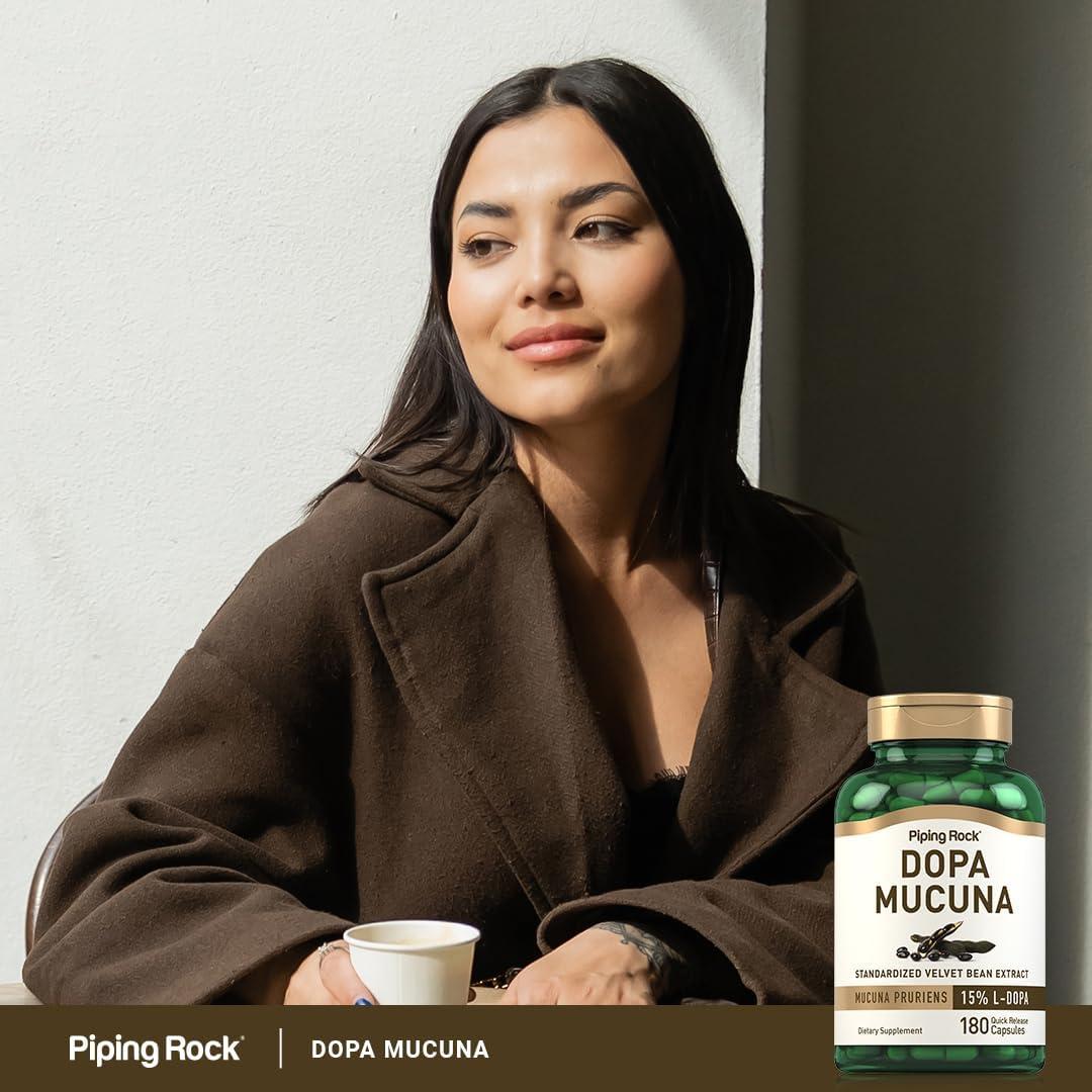 Cápsulas DOPA Mucuna Piping Rock 180 Unidades 15% L-DOPA
