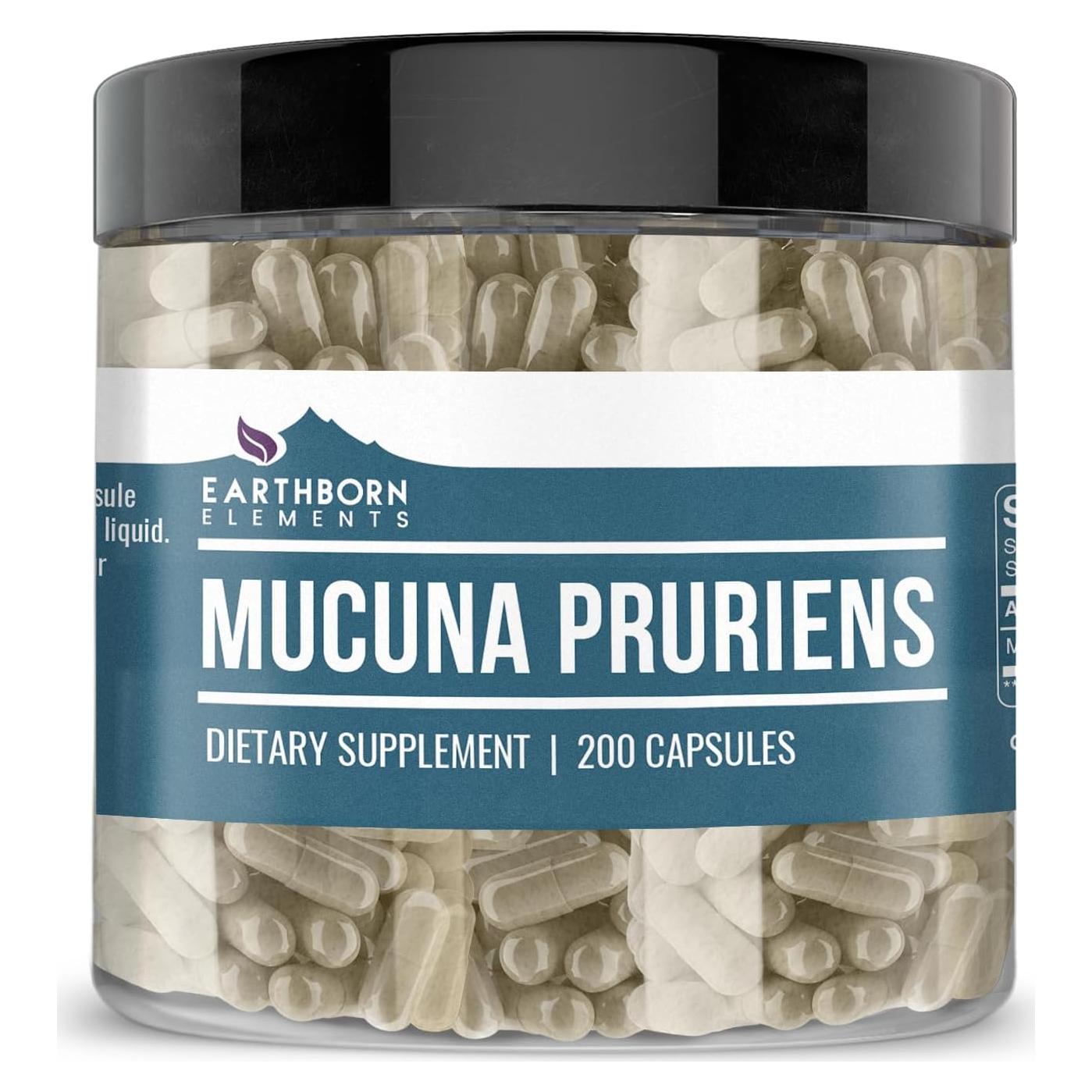 Extracto de Mucuna Pruriens Earthborn Elements 200 Cápsulas