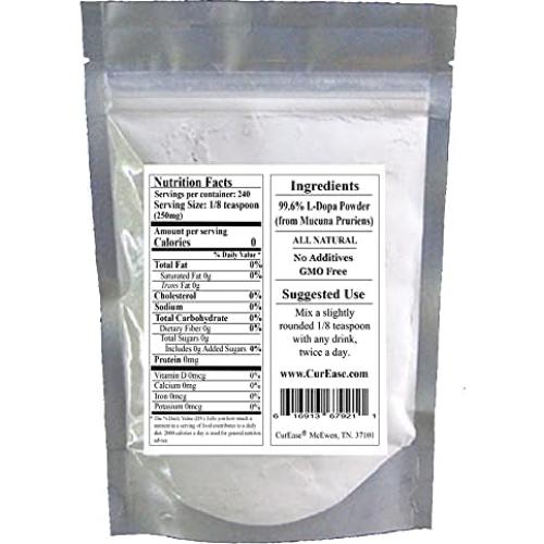 Polvo de L-Dopa 99% CurEase - Extracto Mucuna Pruriens 120g