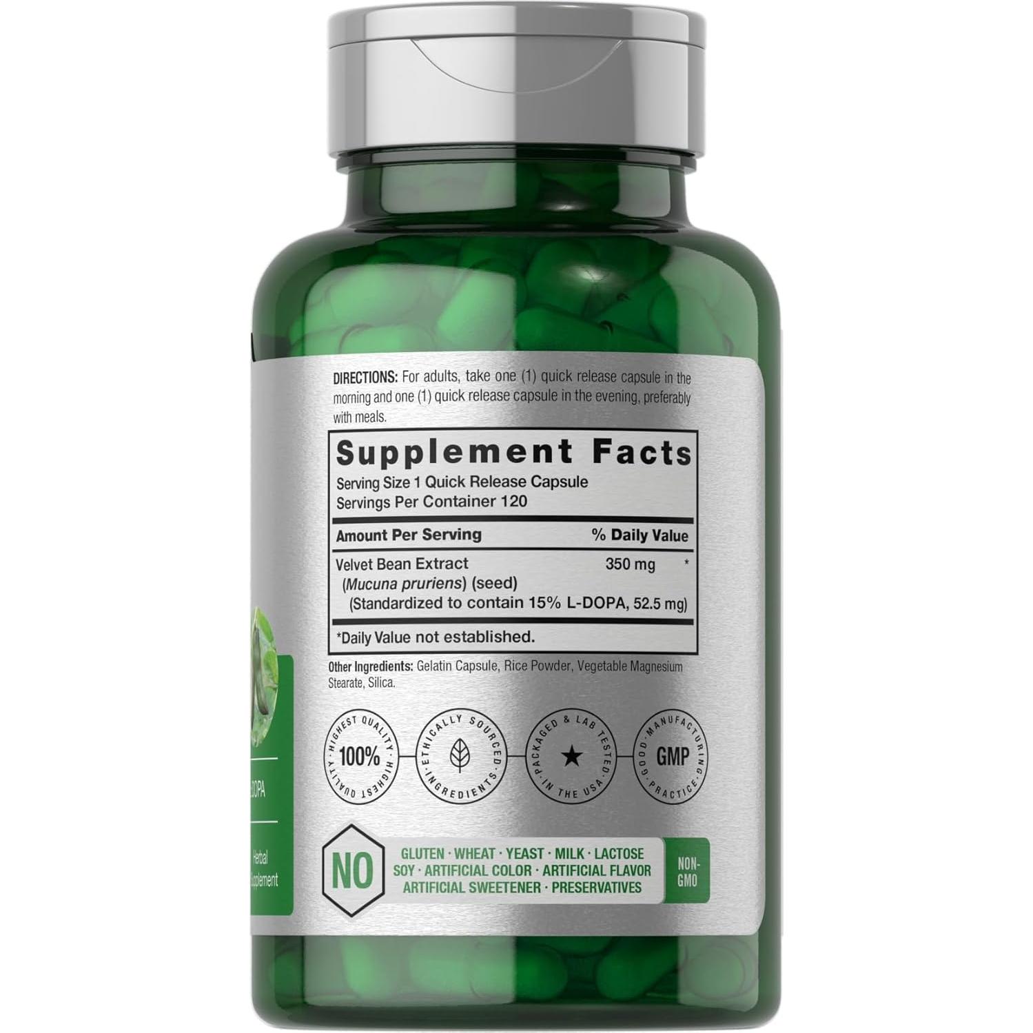 Suplemento Dopa Mucuna Horbäch 120 Cápsulas 15% L-Dopa