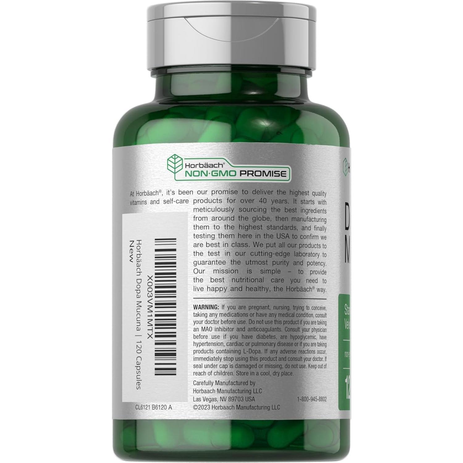 Suplemento Dopa Mucuna Horbäch 120 Cápsulas 15% L-Dopa