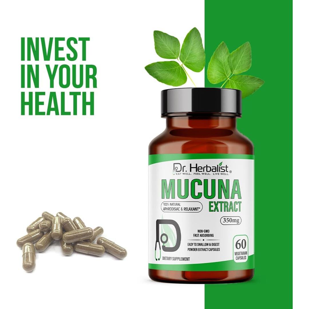 Cápsulas de Extracto de Mucuna Pruriens Dr. Herbalist 700mg - 60 Unidades