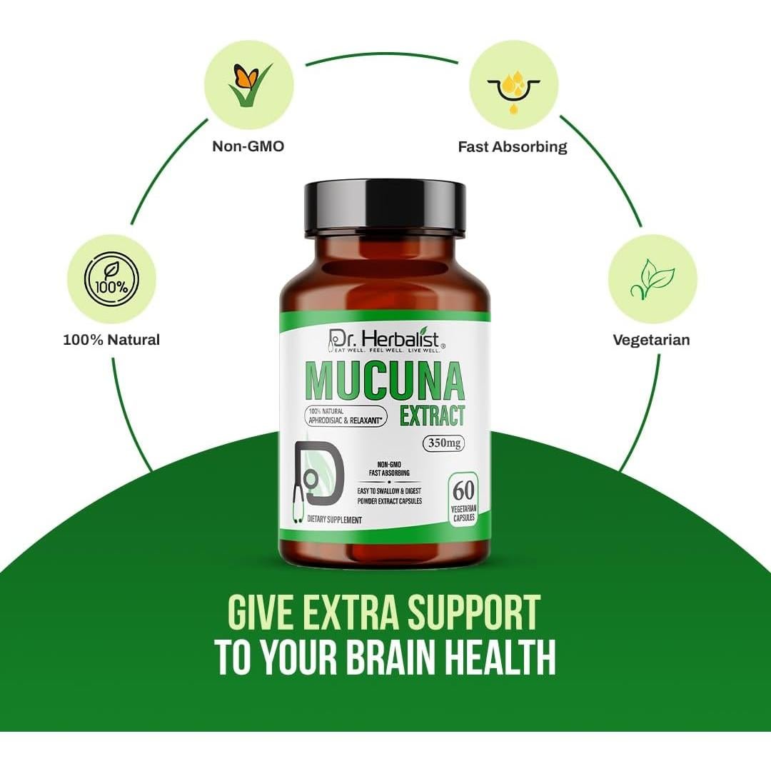 Cápsulas de Extracto de Mucuna Pruriens Dr. Herbalist 700mg - 60 Unidades