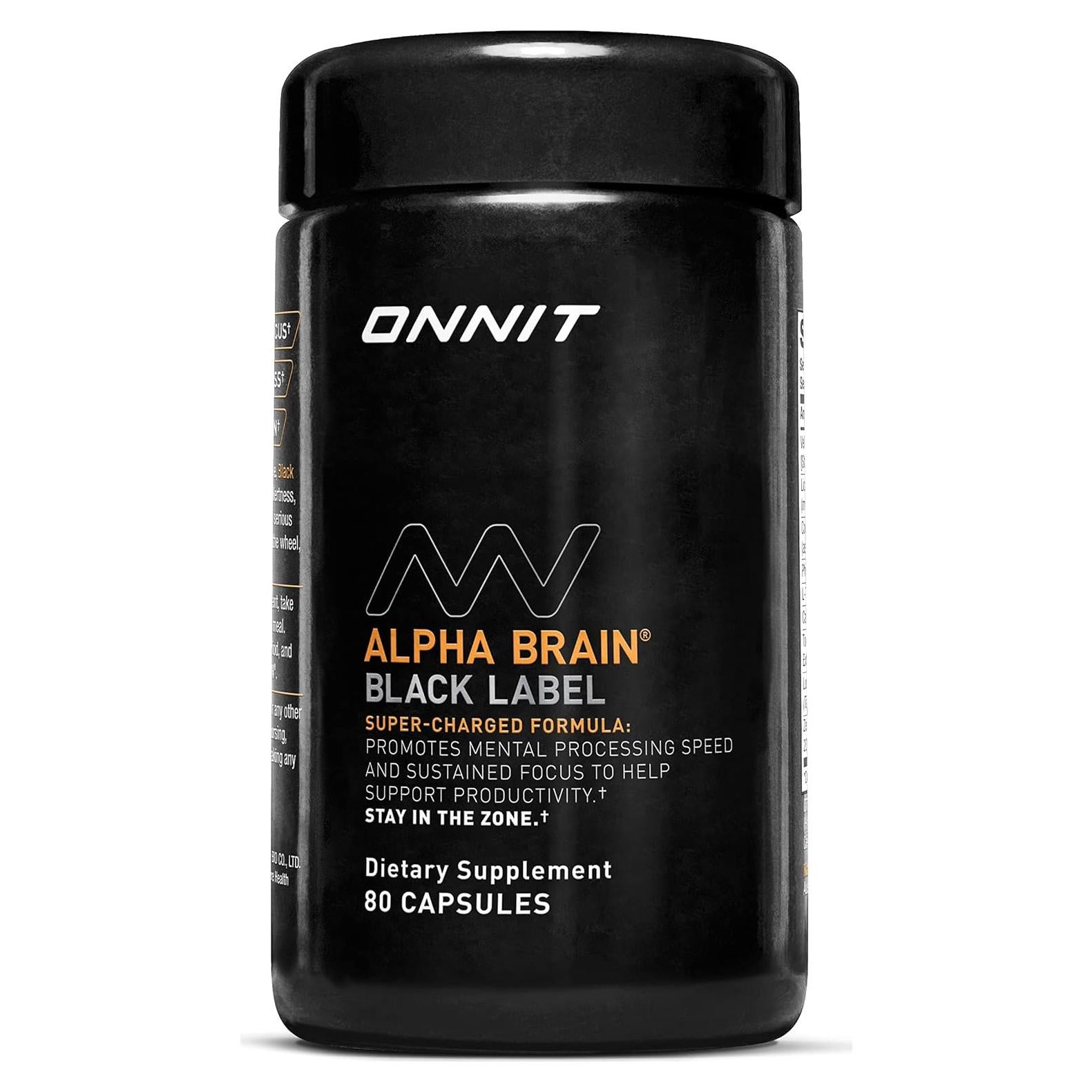 Suplemento Nootrópico ONNIT Alpha Brain Etiqueta Negra 80 Cápsulas