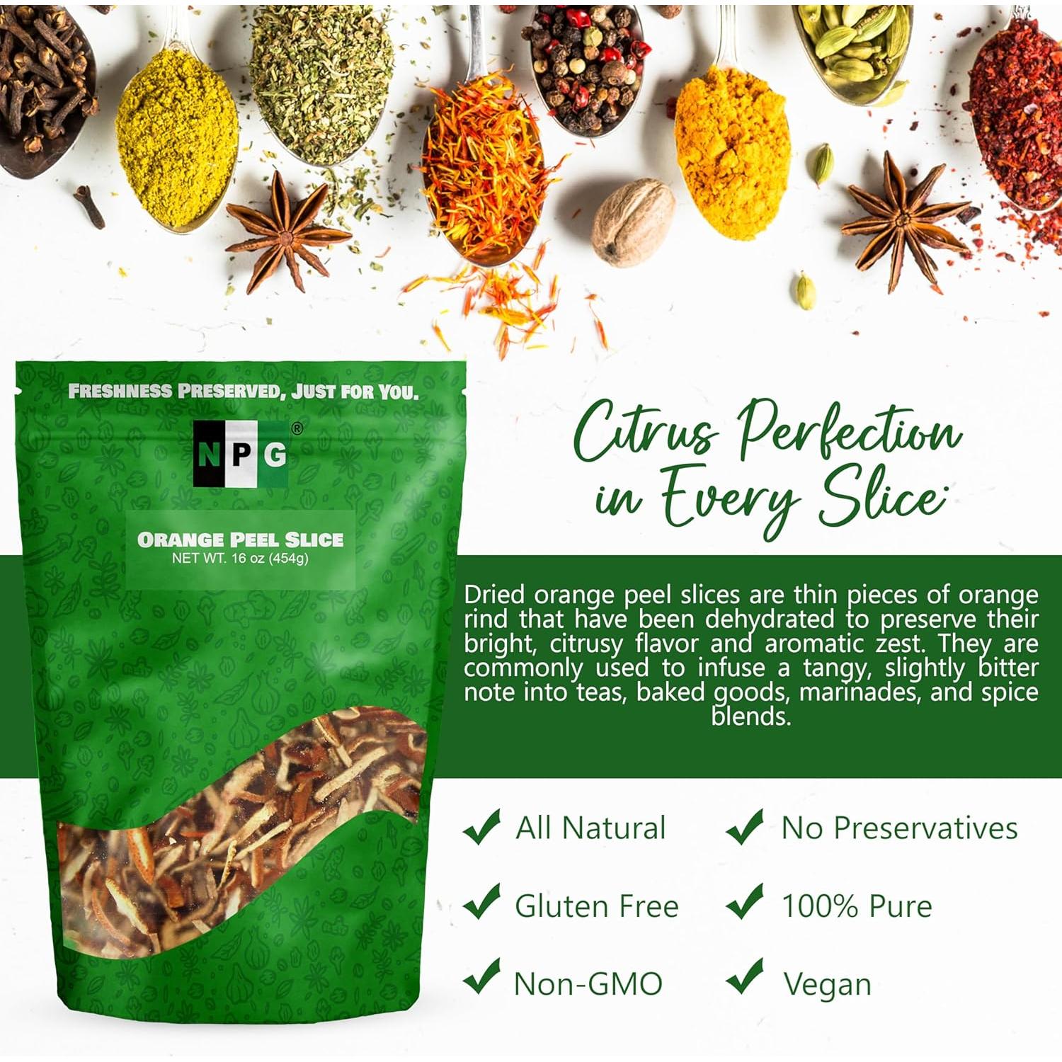 Cáscara de Mandarina Seca NPG 453.6 g - Sabor Cítrico Auténtico