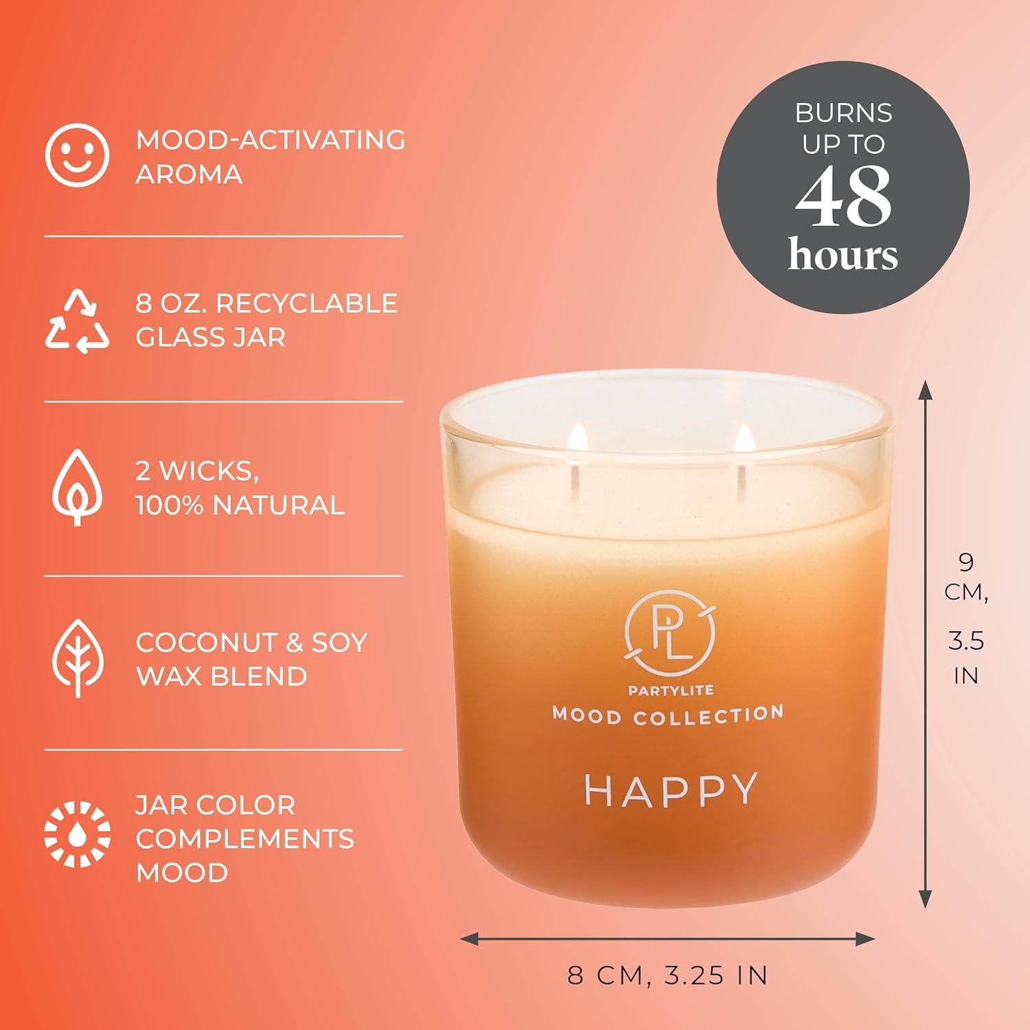 Vela Aromática PartyLite Feliz 400g - Mandarina y Naranja