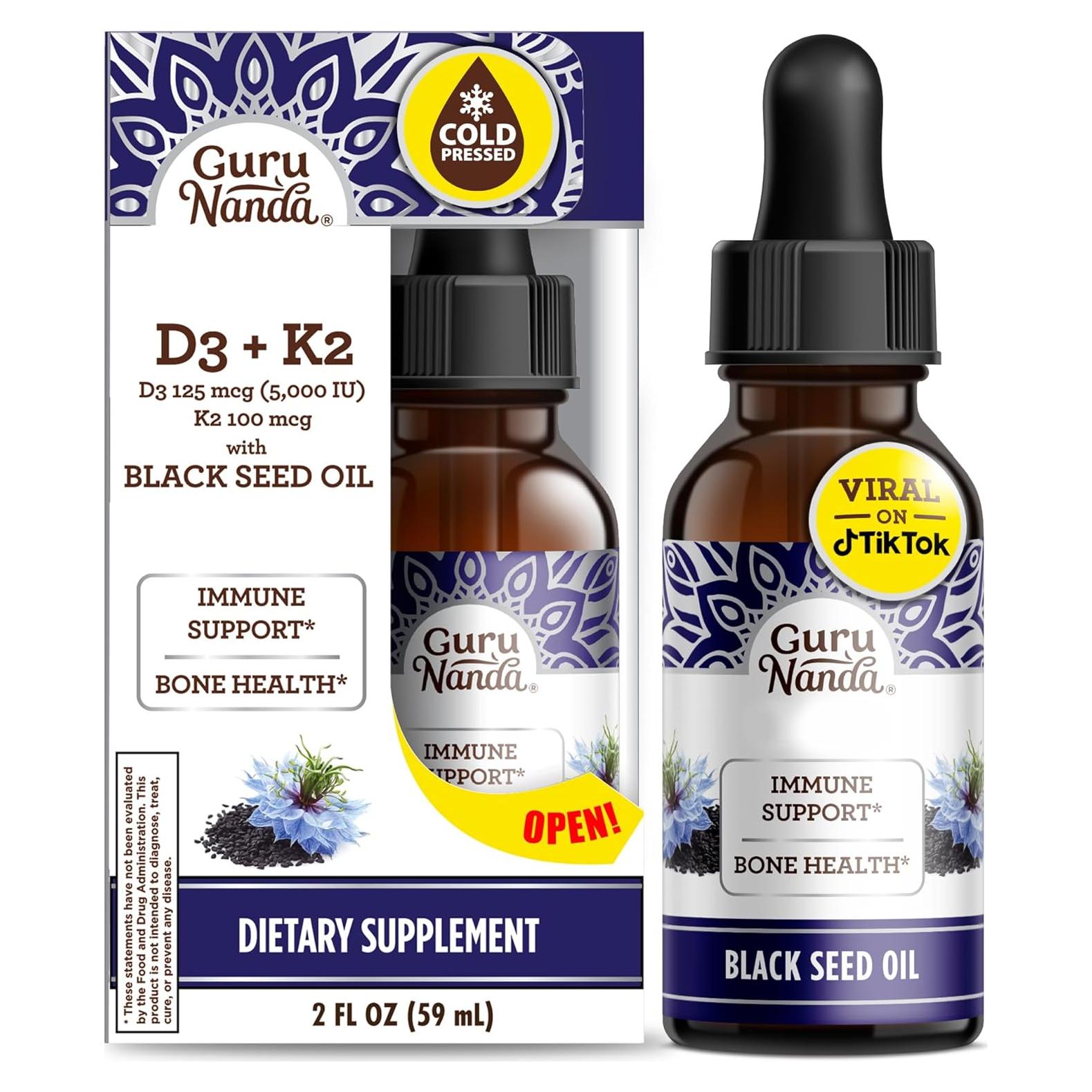 Aceite de Semilla Negra GuruNanda 59 ml - Vitamina D3 y K2