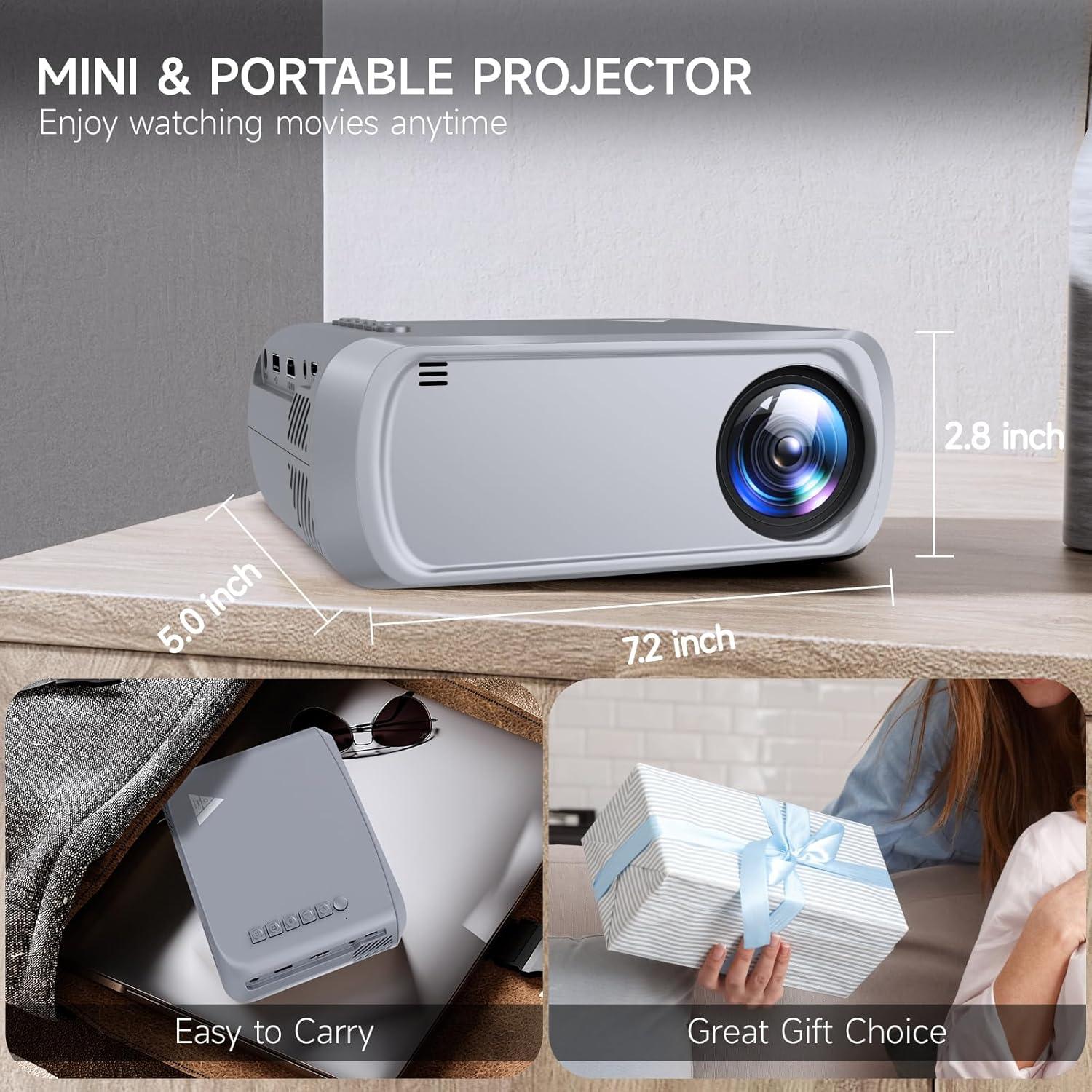 Mini Proyector Ohdil Wifi Gris 1080P Portátil 170"