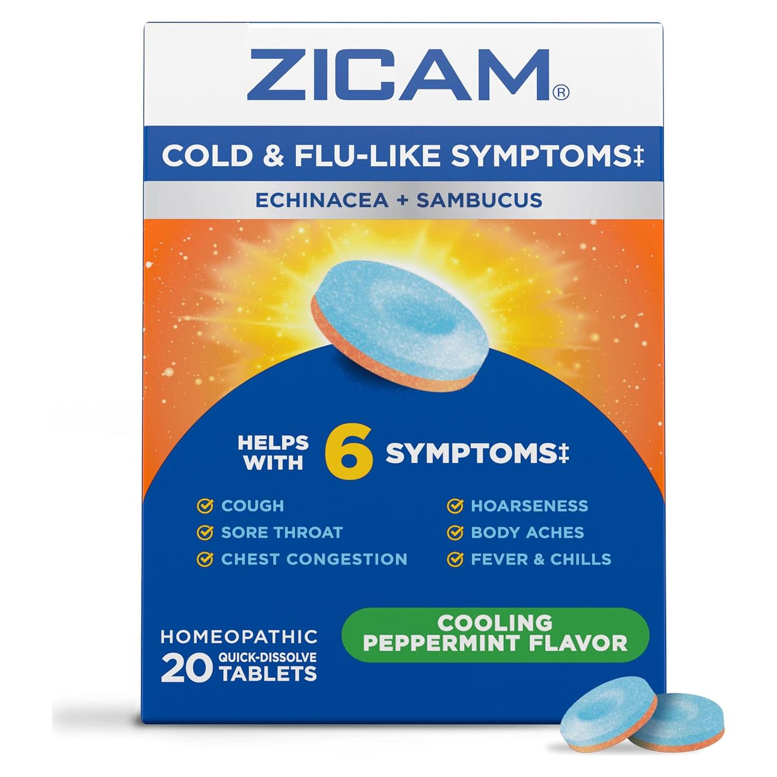 Zicam Resfriado y Gripe Homeopático con Equinácea y Zinc, 20 Tabletas