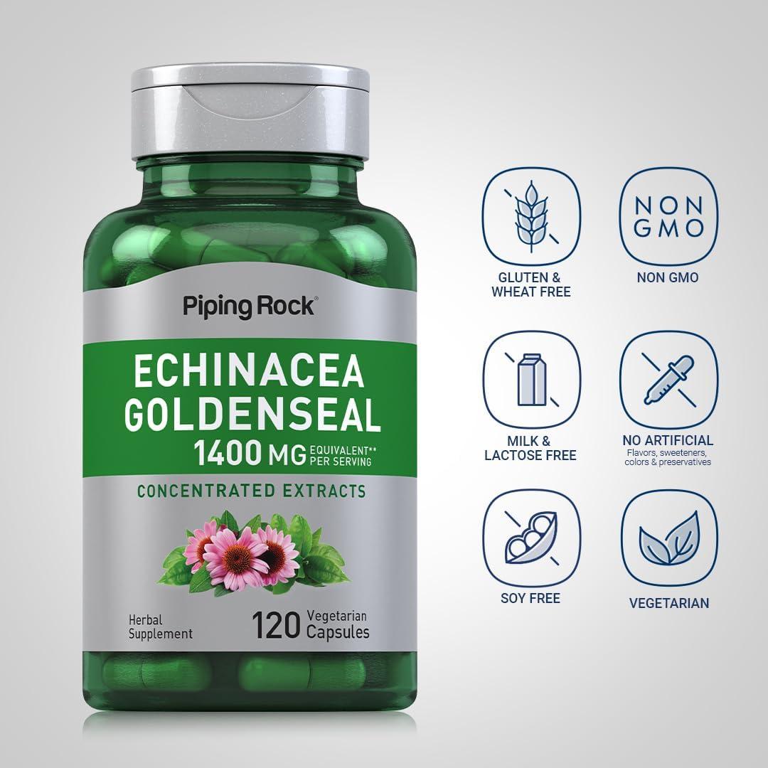 Cápsulas de Echinacea Goldenseal Piping Rock 1400mg 120 Unidades