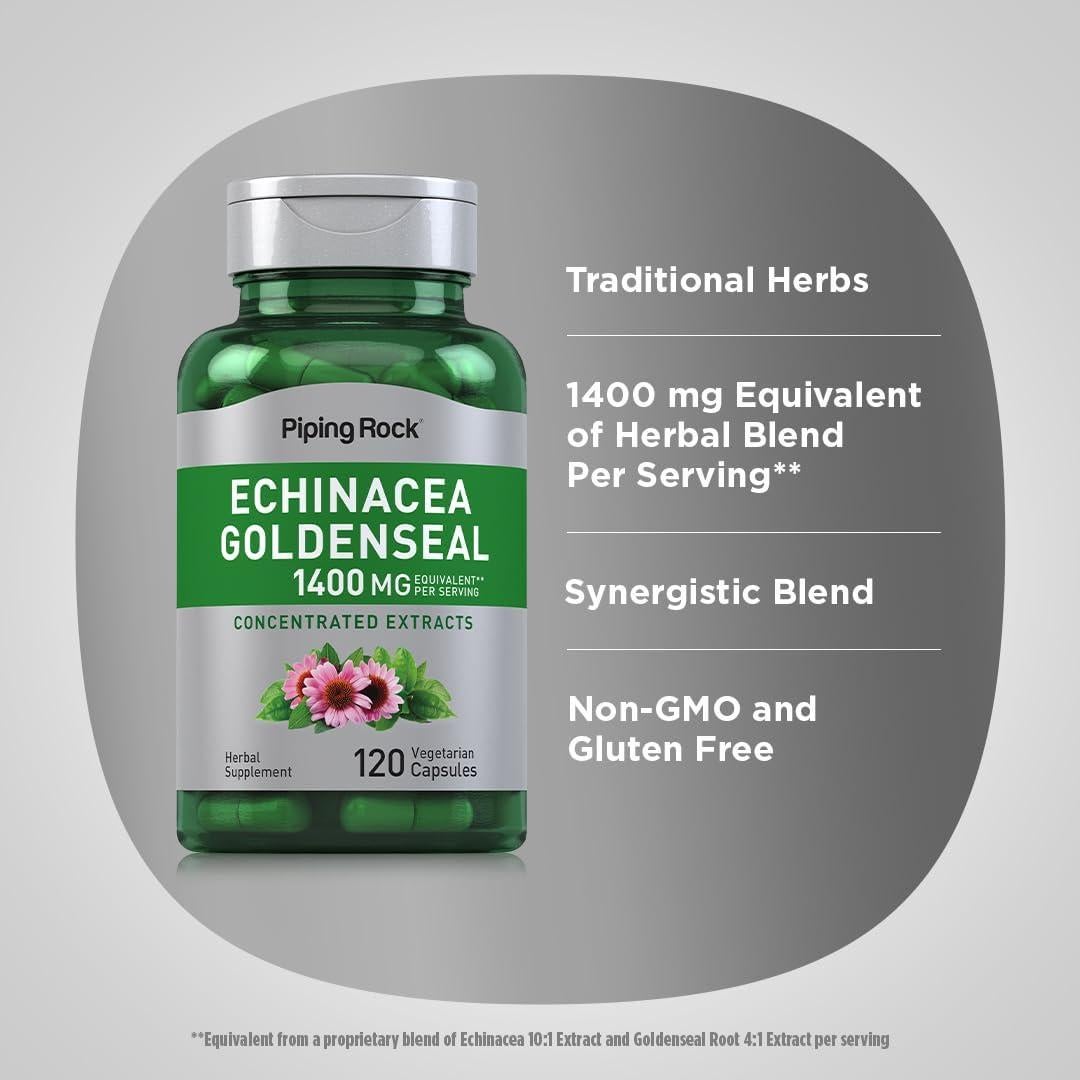 Cápsulas de Echinacea Goldenseal Piping Rock 1400mg 120 Unidades