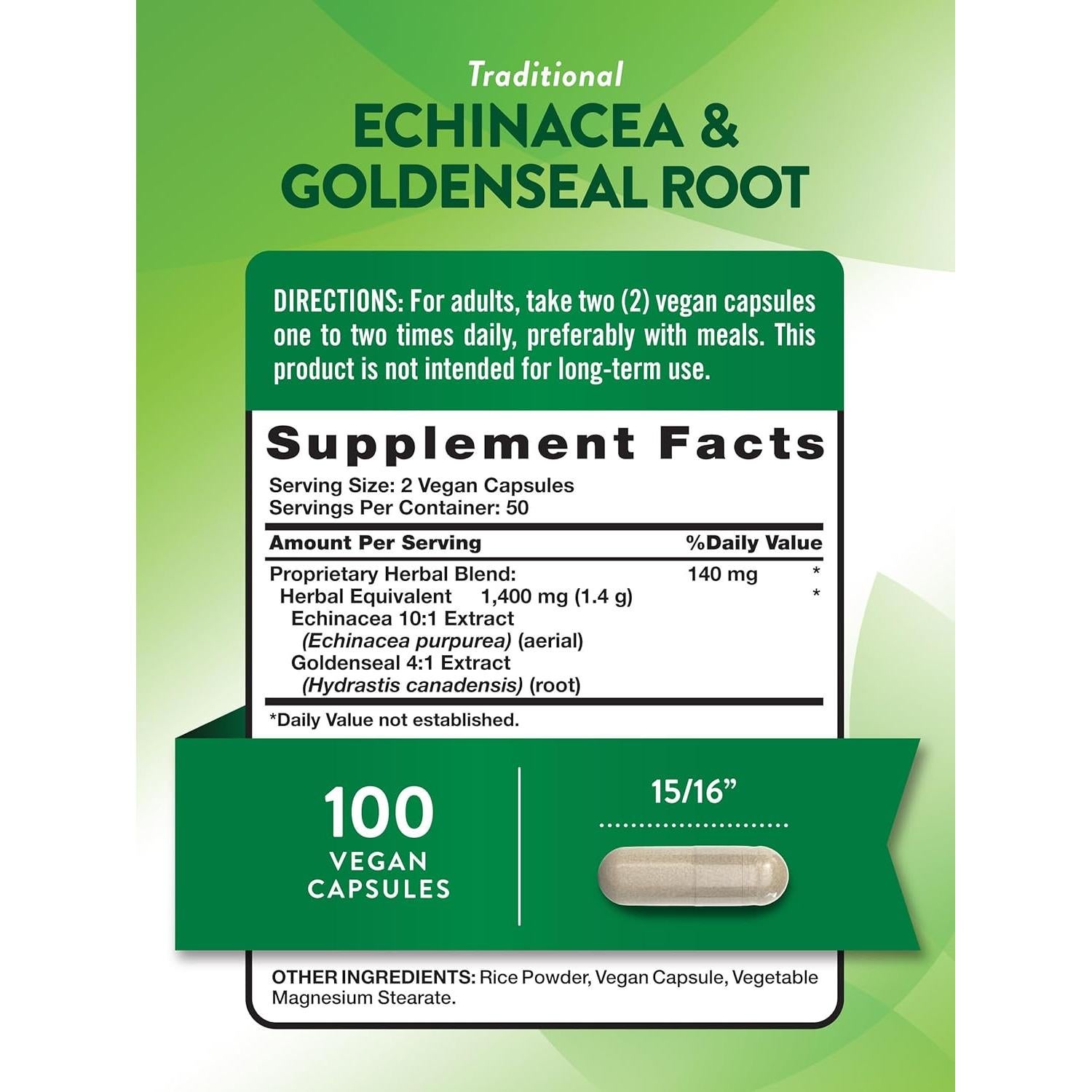 Cápsulas Echinacea y Goldenseal La Verdad de la Naturaleza 1400mg