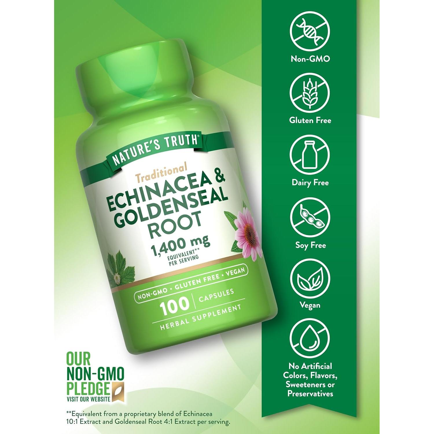 Cápsulas Echinacea y Goldenseal La Verdad de la Naturaleza 1400mg