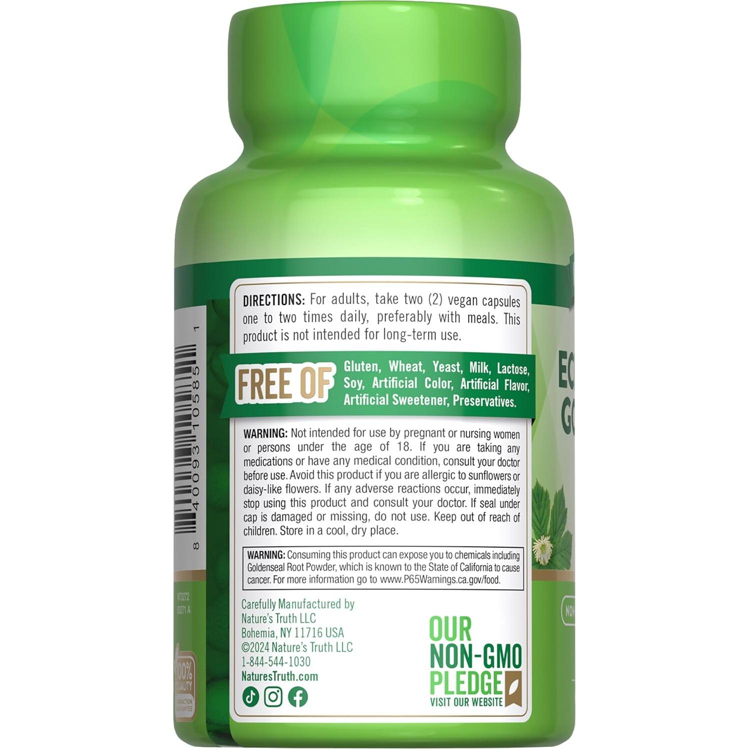 Cápsulas Echinacea y Goldenseal La Verdad de la Naturaleza 1400mg