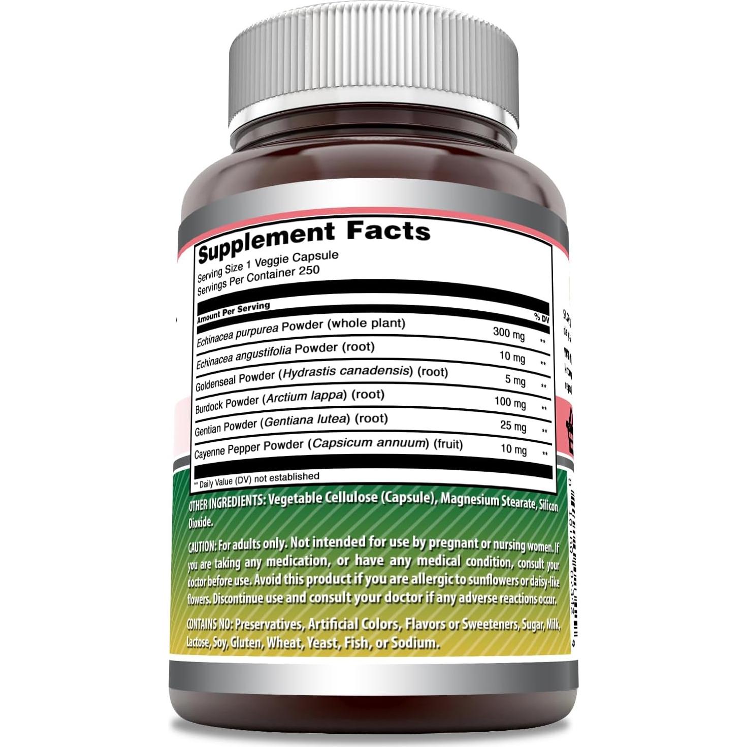 Suplemento de Equinácea Sello de Oro Nutrición Asombrosa 450 mg