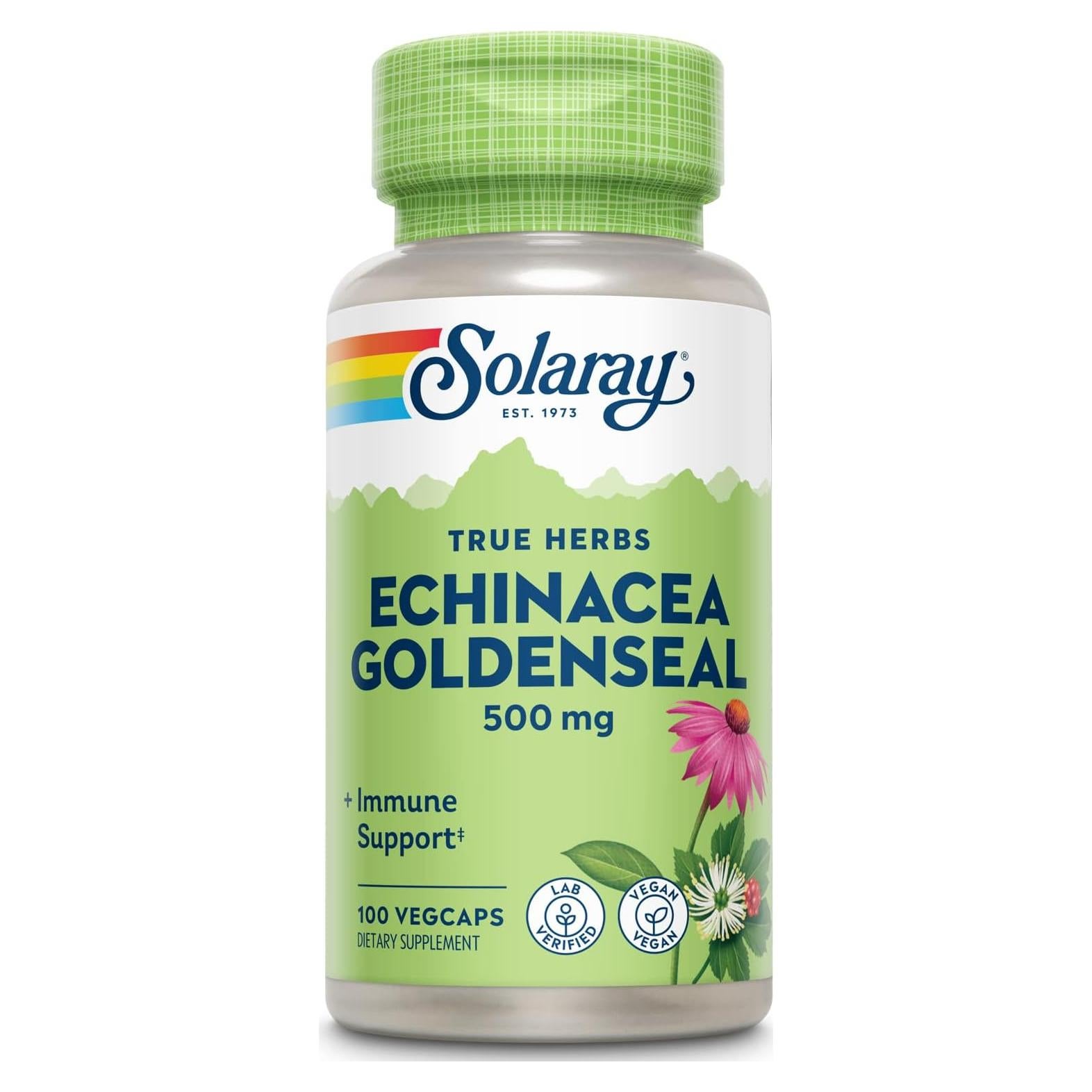 Suplemento Inmunológico Solaray 500mg Echinacea y Sello de Oro
