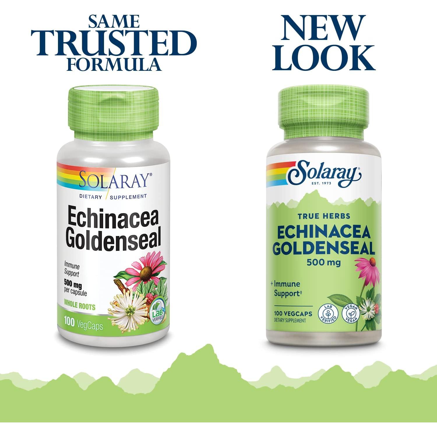 Suplemento Inmunológico Solaray 500mg Echinacea y Sello de Oro