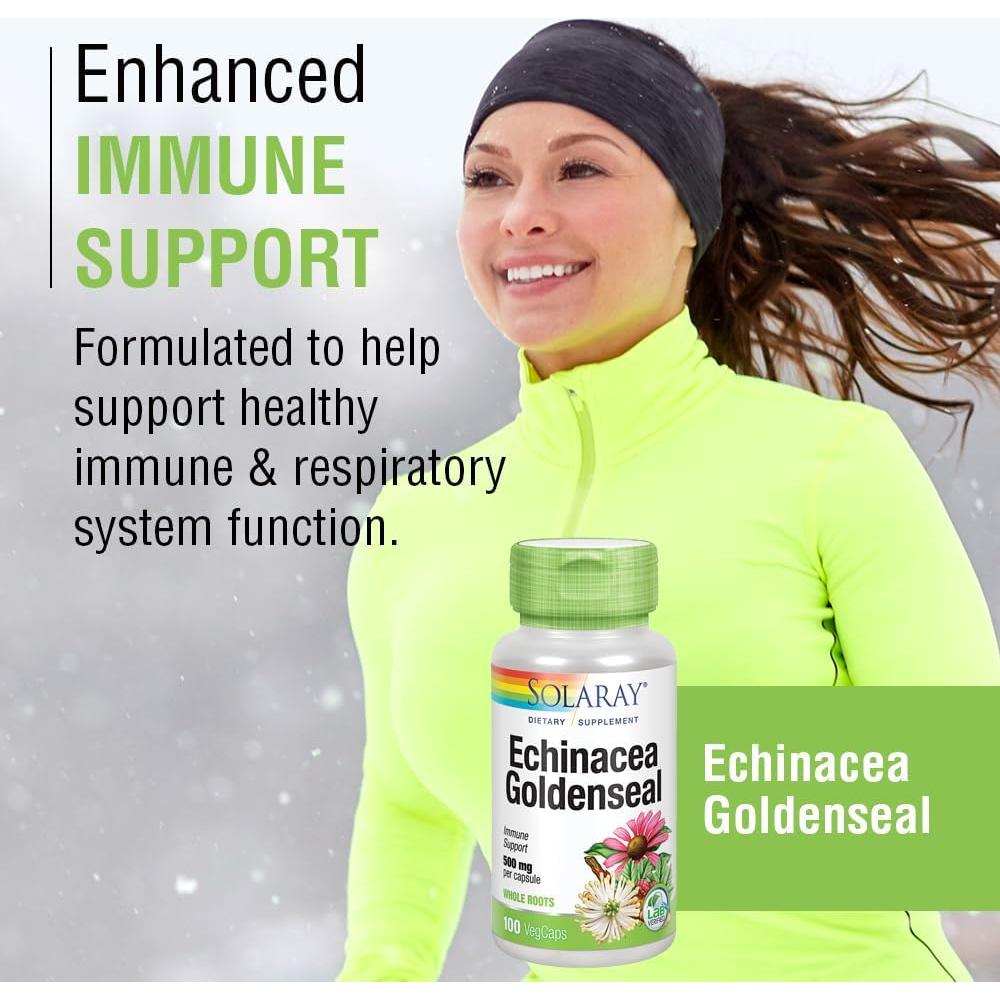 Suplemento Inmunológico Solaray 500mg Echinacea y Sello de Oro