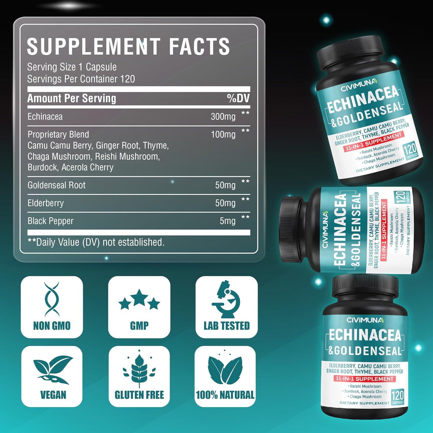 Cápsulas de Equinácea CIVIMUNA - 120 Unidades, 4 Meses Suministro