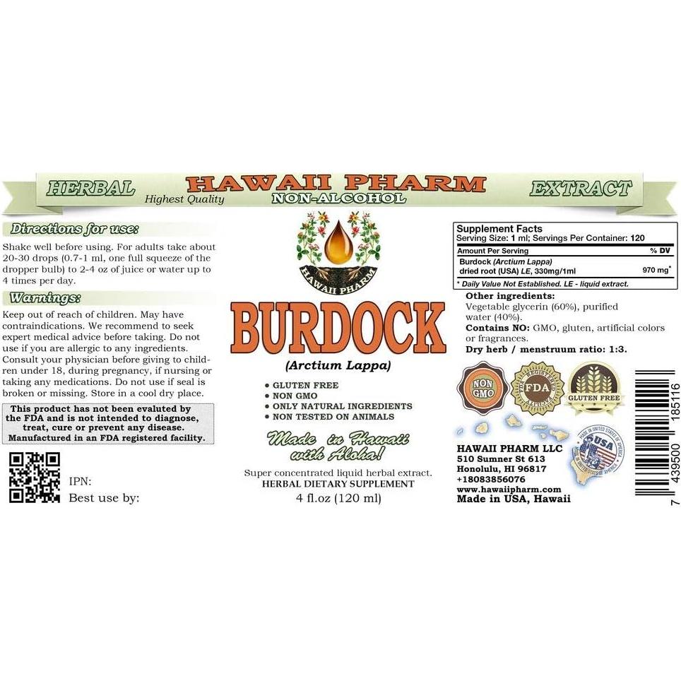 Extracto Líquido de Bardana Orgánica Hawaii Pharm 236 ml