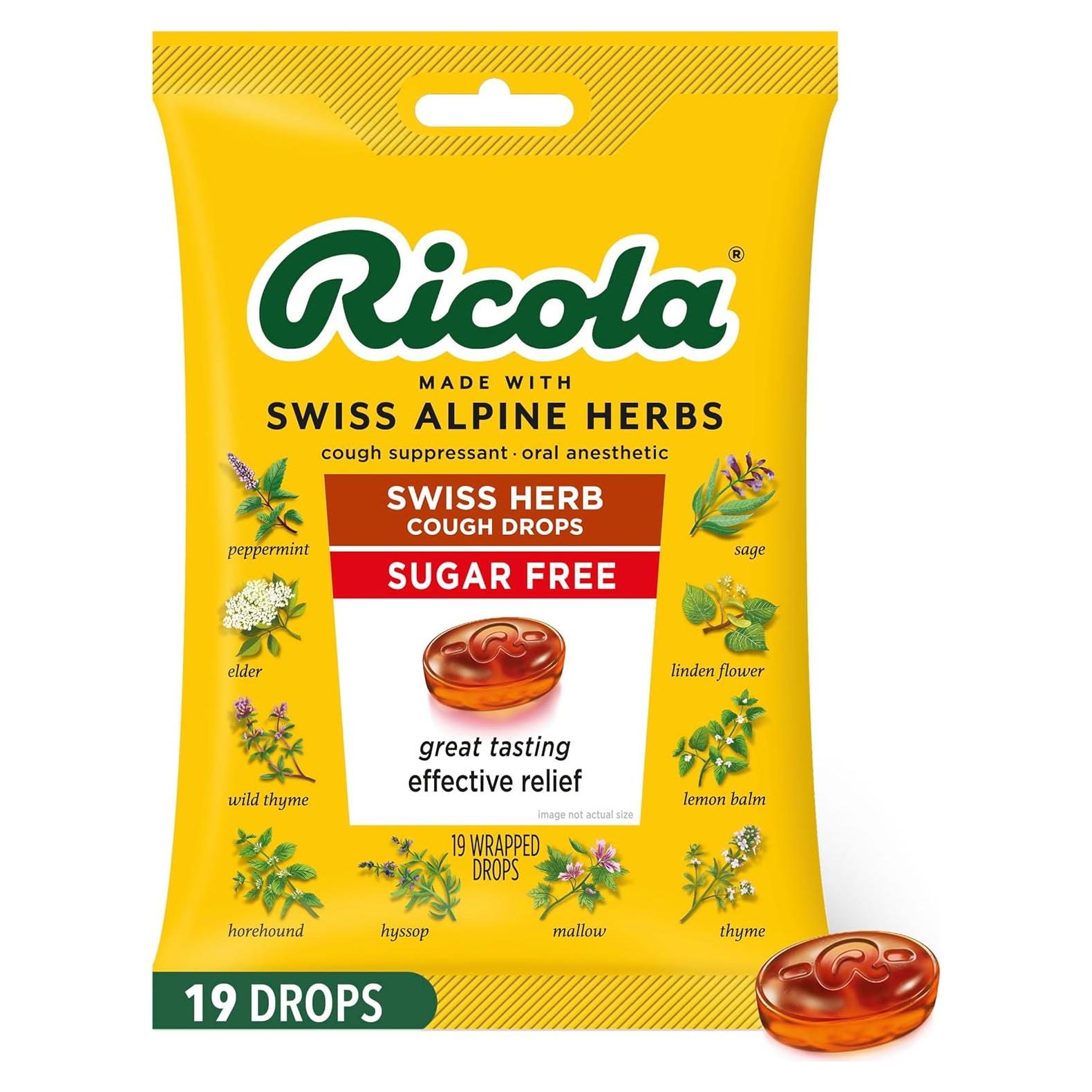 Caramelos para la Tos Sin Azúcar Ricola 19 Unidades Mentol Natural