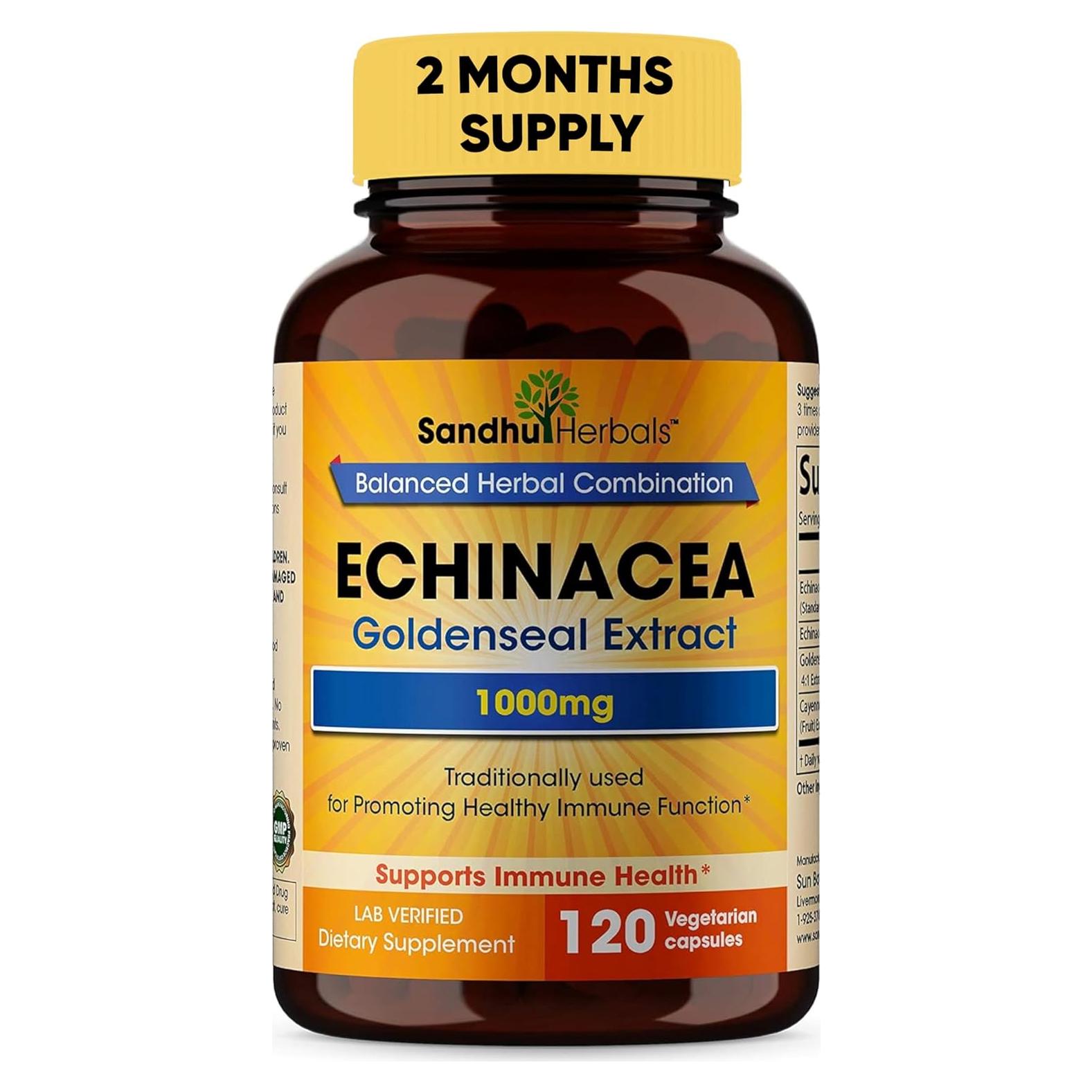 Echinacea Goldenseal 1000 mg Sandhu Herbals 120 Cápsulas