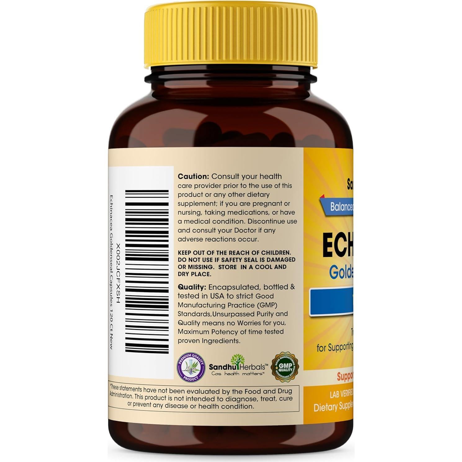 Echinacea Goldenseal 1000 mg Sandhu Herbals 120 Cápsulas